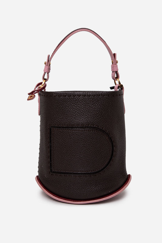 Delvaux Black/Purple Calfskin Leather Pin Mini Bucket Bag