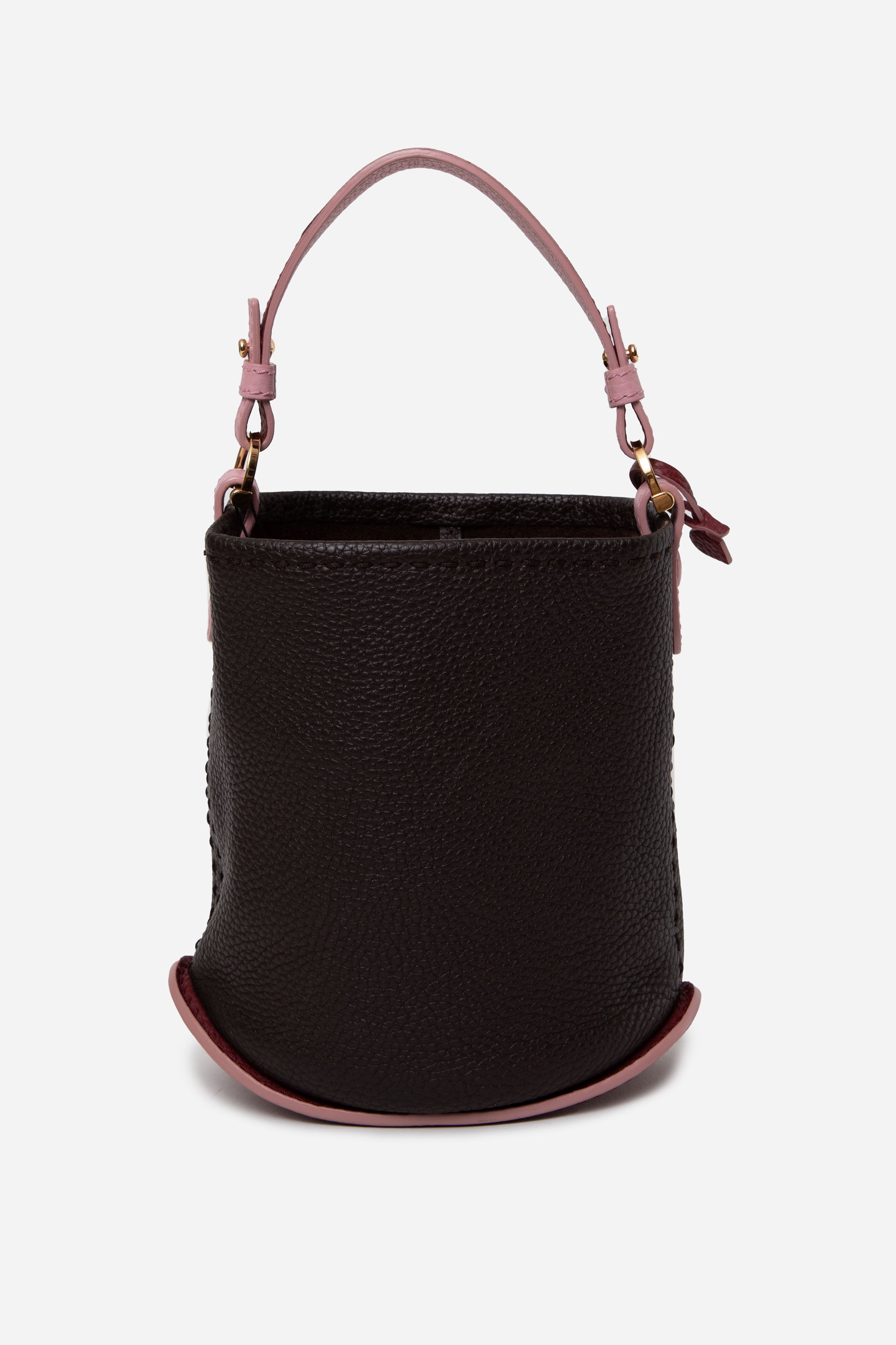 Delvaux Black/Purple Calfskin Leather Pin Mini Bucket Bag