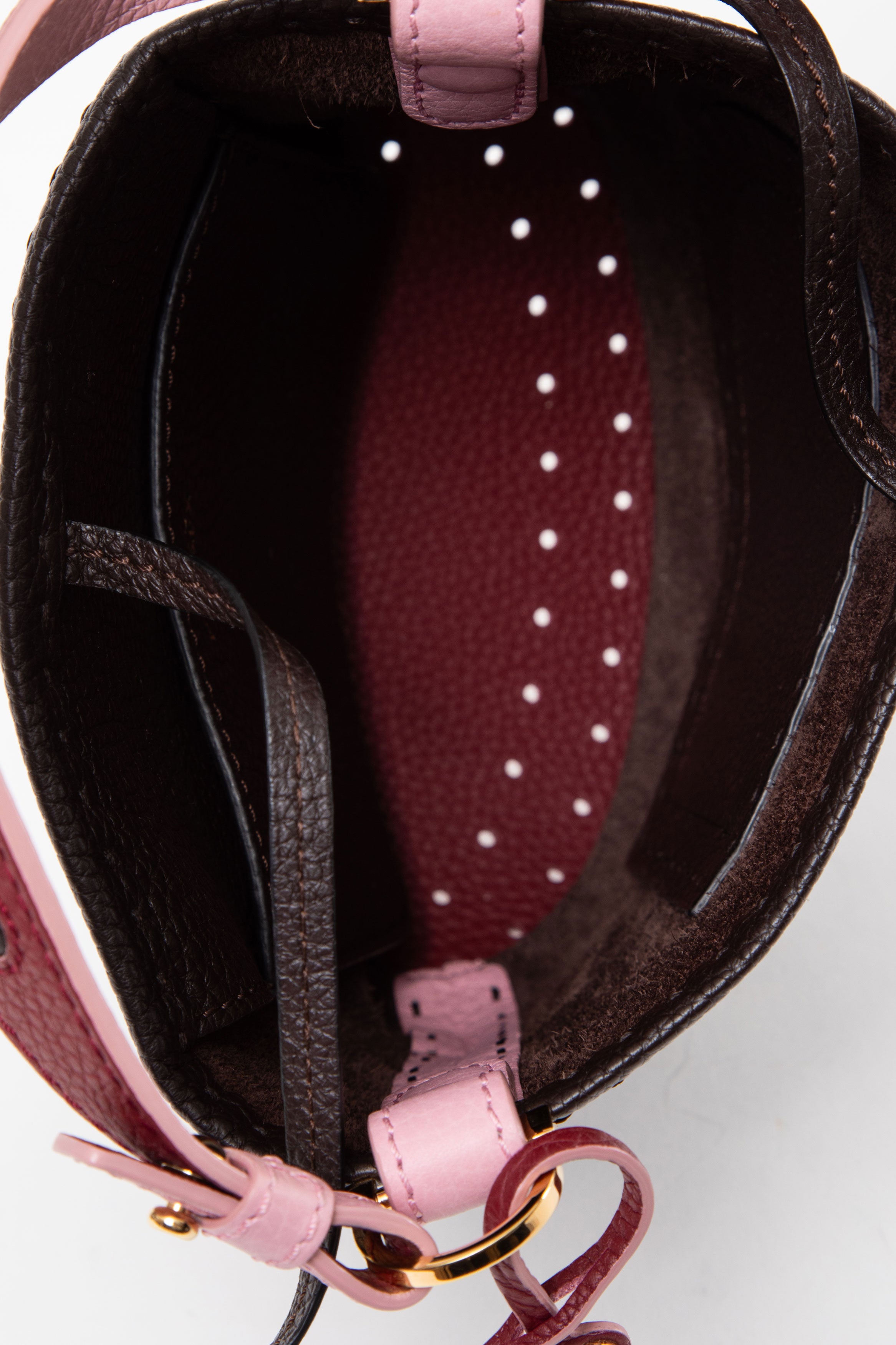 Delvaux Black/Purple Calfskin Leather Pin Mini Bucket Bag