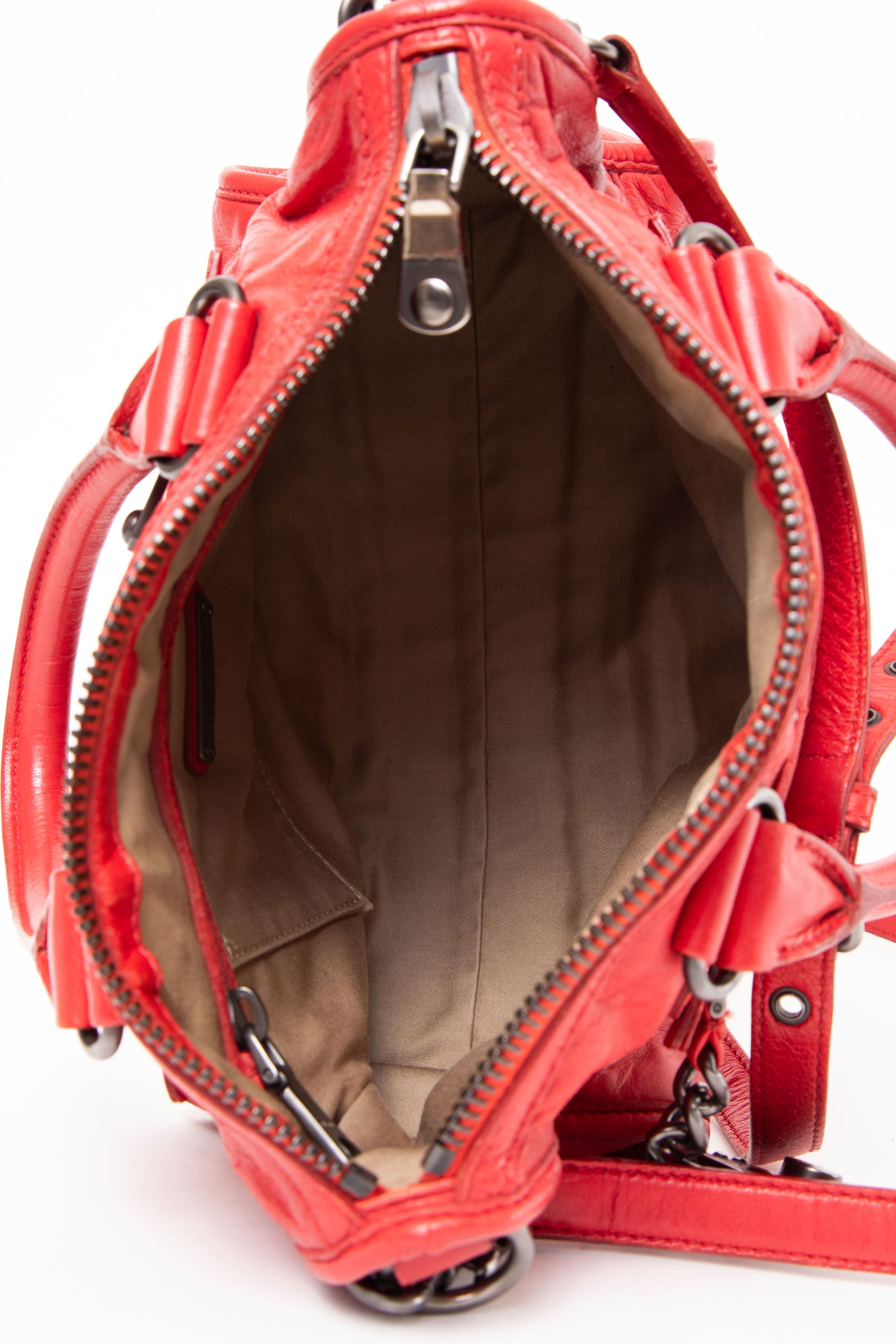 Miu Miu Red Leather Vitello Shoulder Bag W/strap