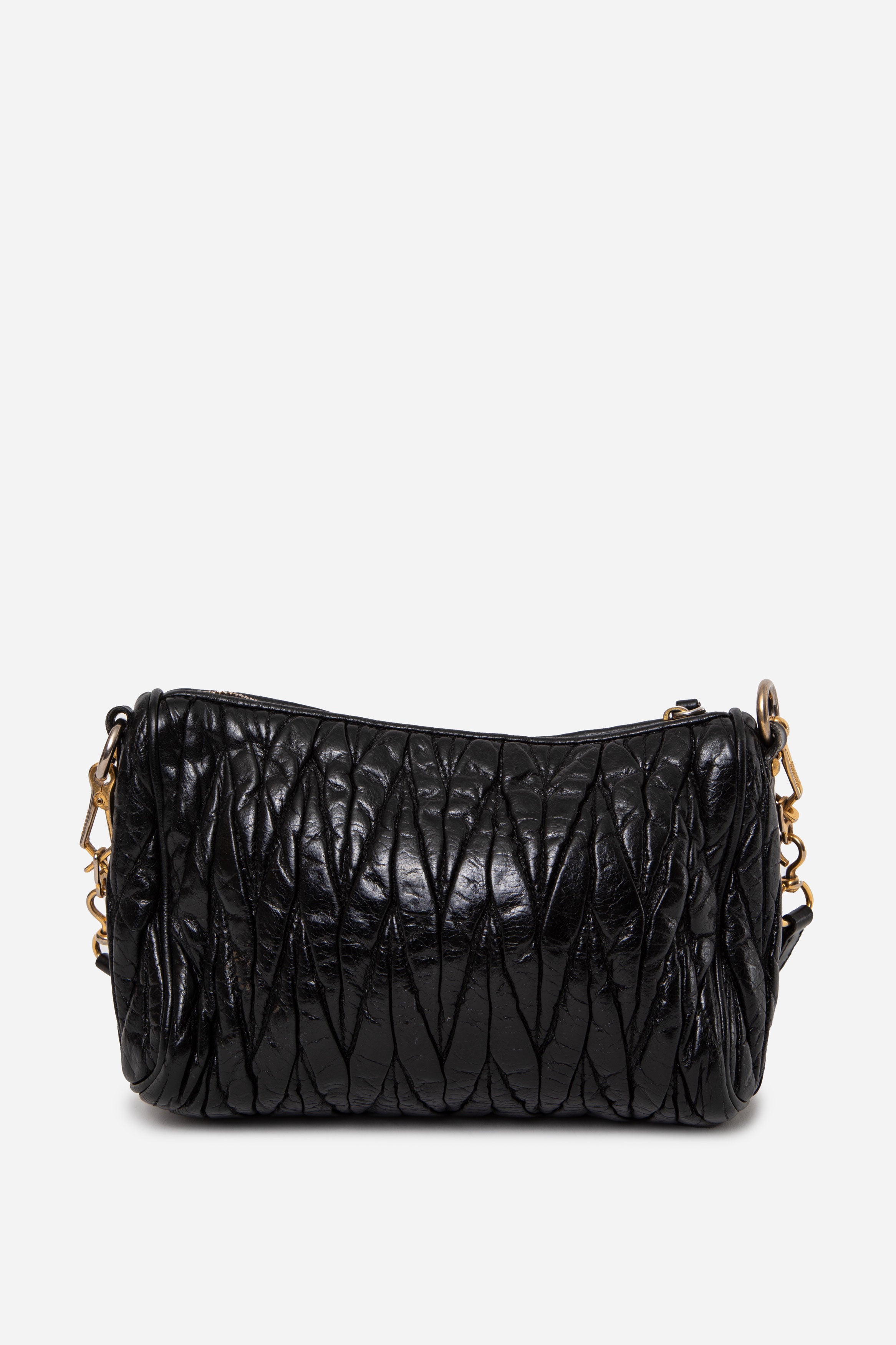 Miu Miu Black Leather Matelasse Shoulder Bag