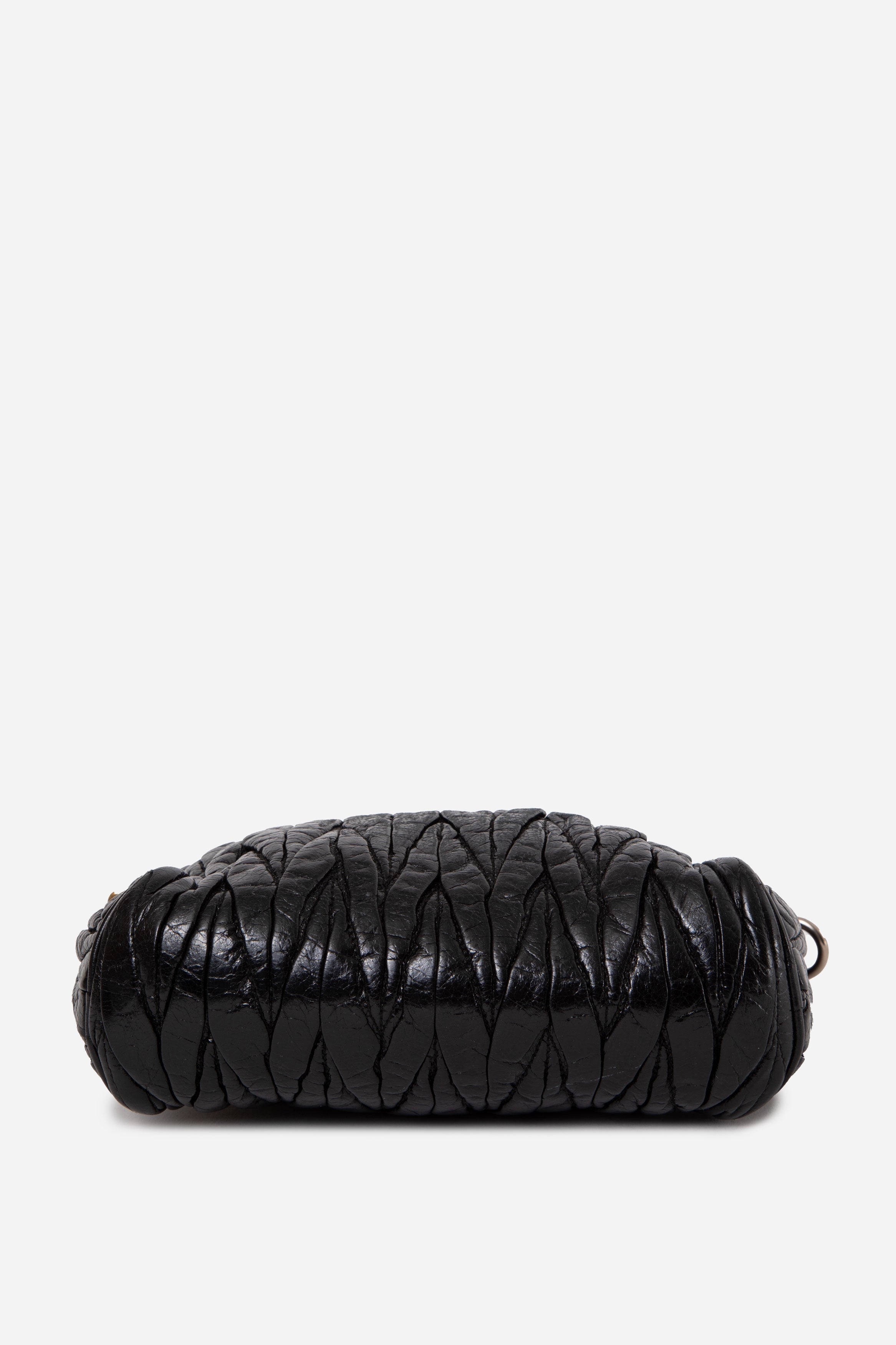 Miu Miu Black Leather Matelasse Shoulder Bag