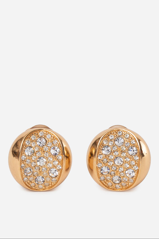 Christian Dior Vintage Rhinestone Earrings Clip-On