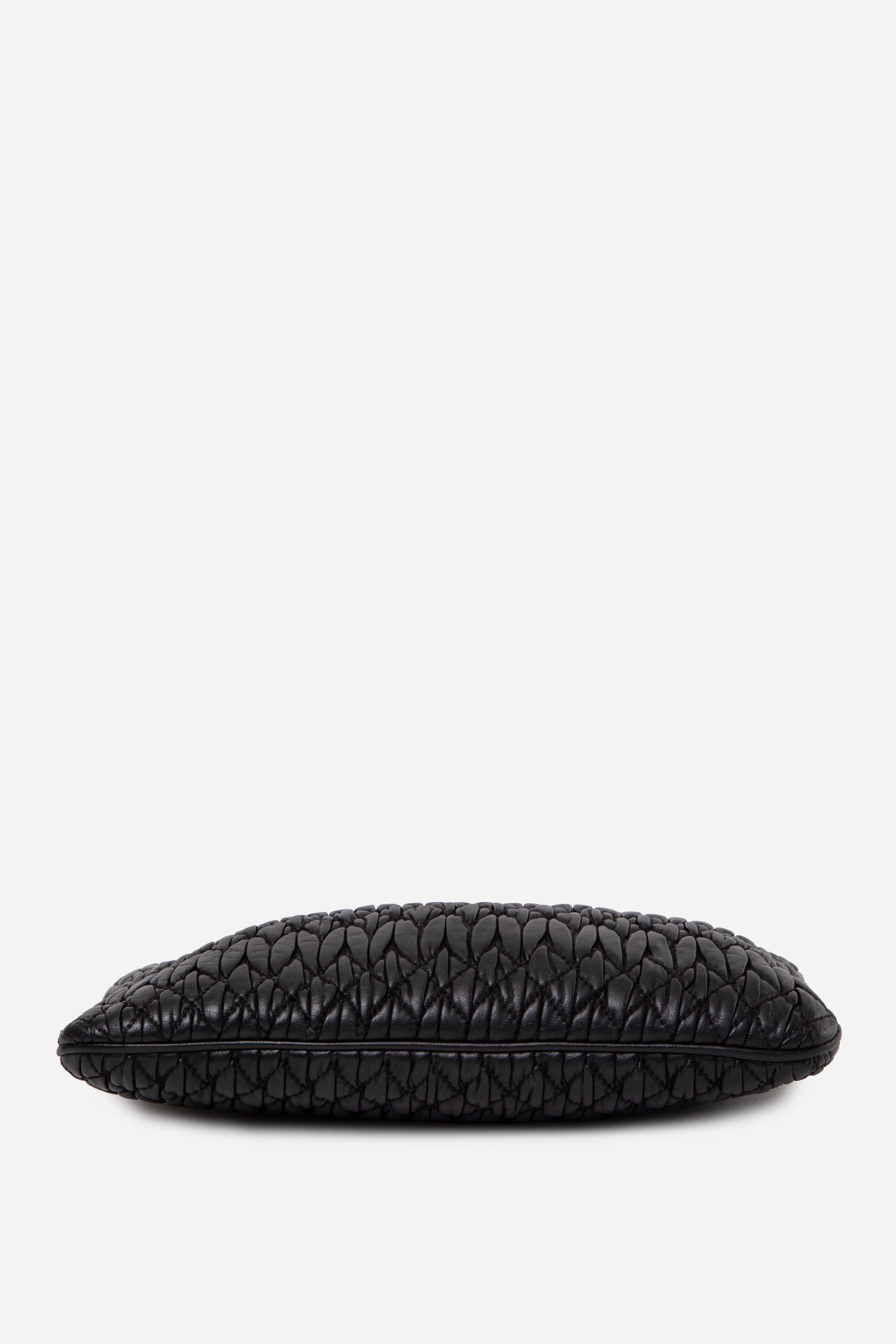 Miu Miu Black Nappa Matelasse Crystal Chain Clutch