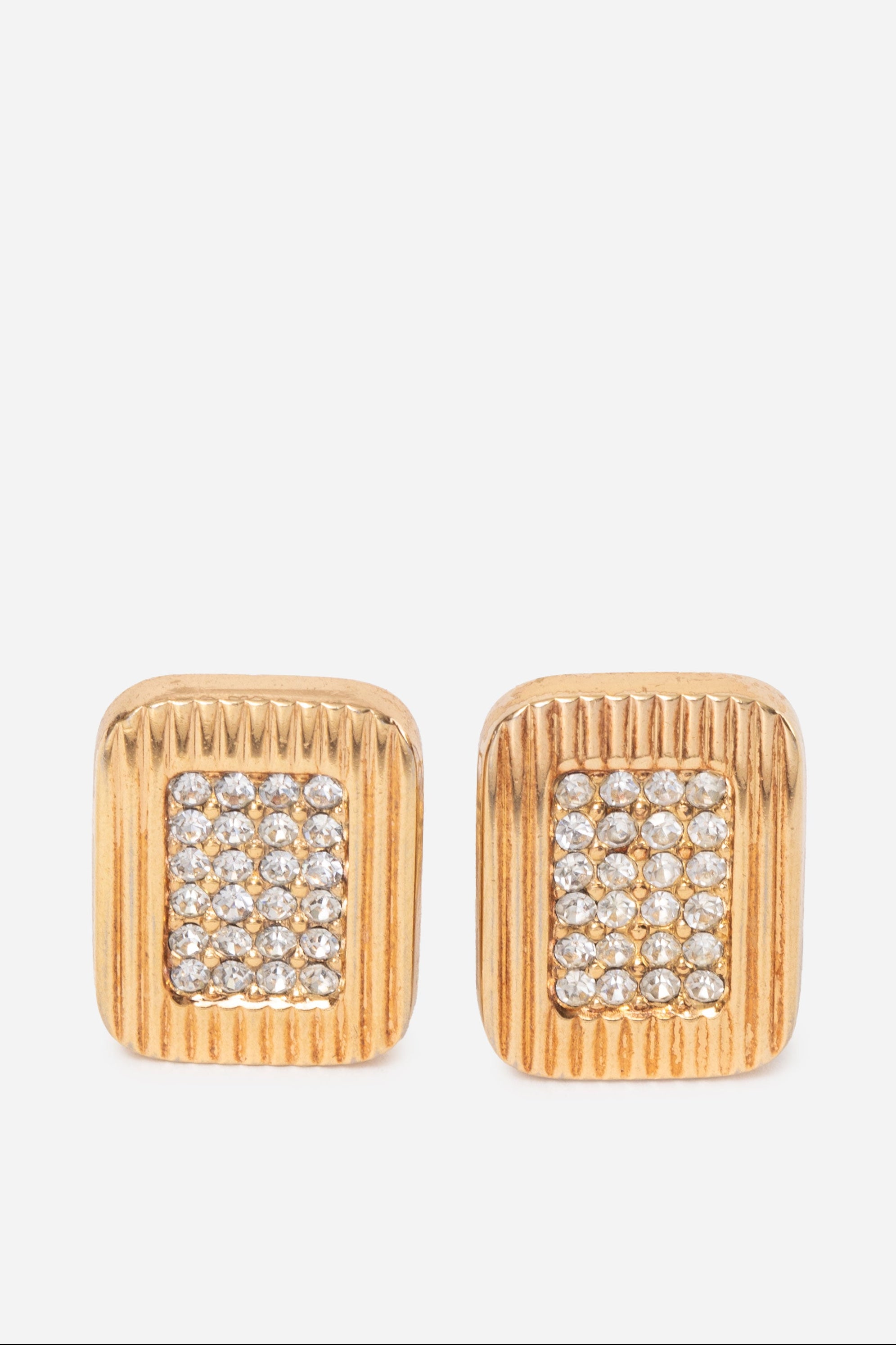 Dior Vintage Cube Rhinestone Earrings Clip-on