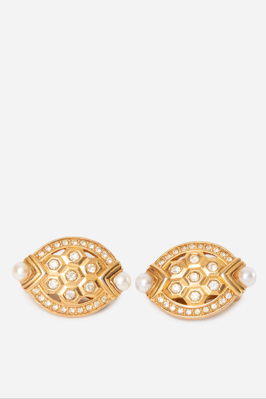 Dior Faux Pearl Earrings Clip-on