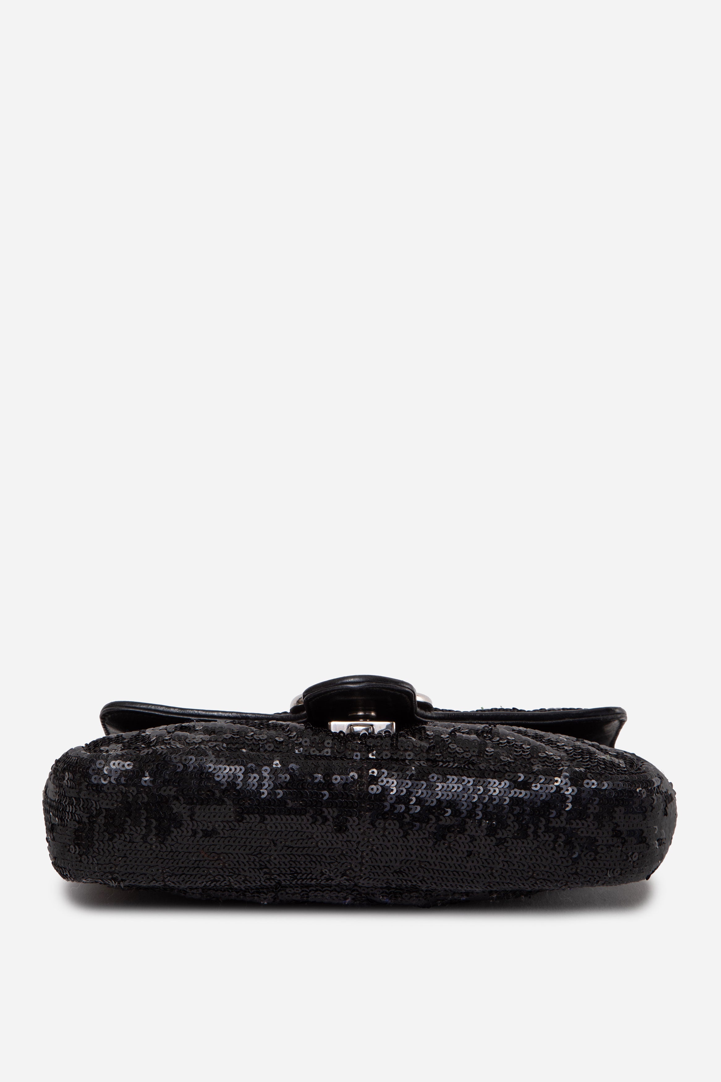 Gucci Black Small Sequin Matelasse Diagonal GG Marmont Shoulder Bag