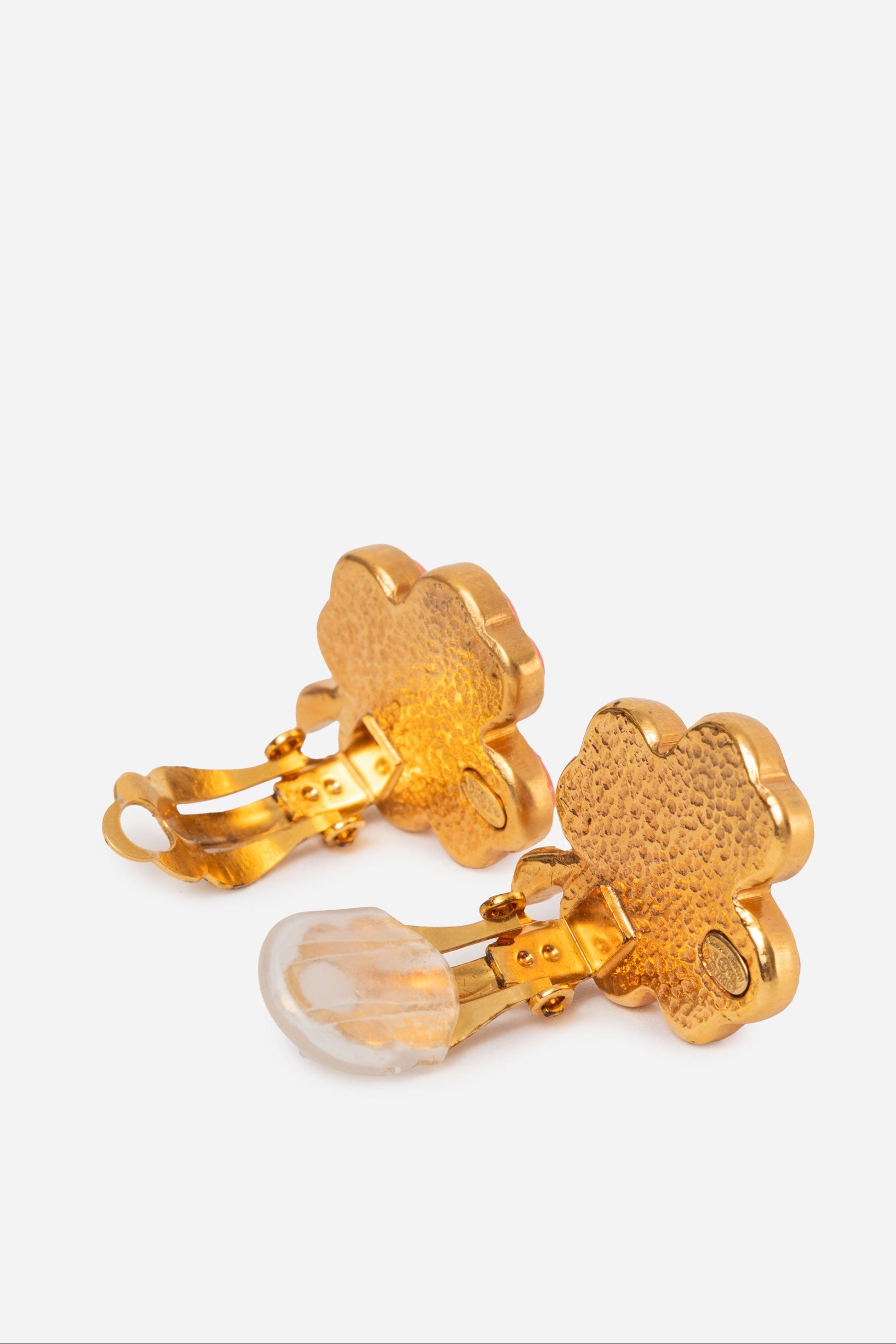 Pre-owned Chanel 2003 Leaf Orange Earrings Clip-On