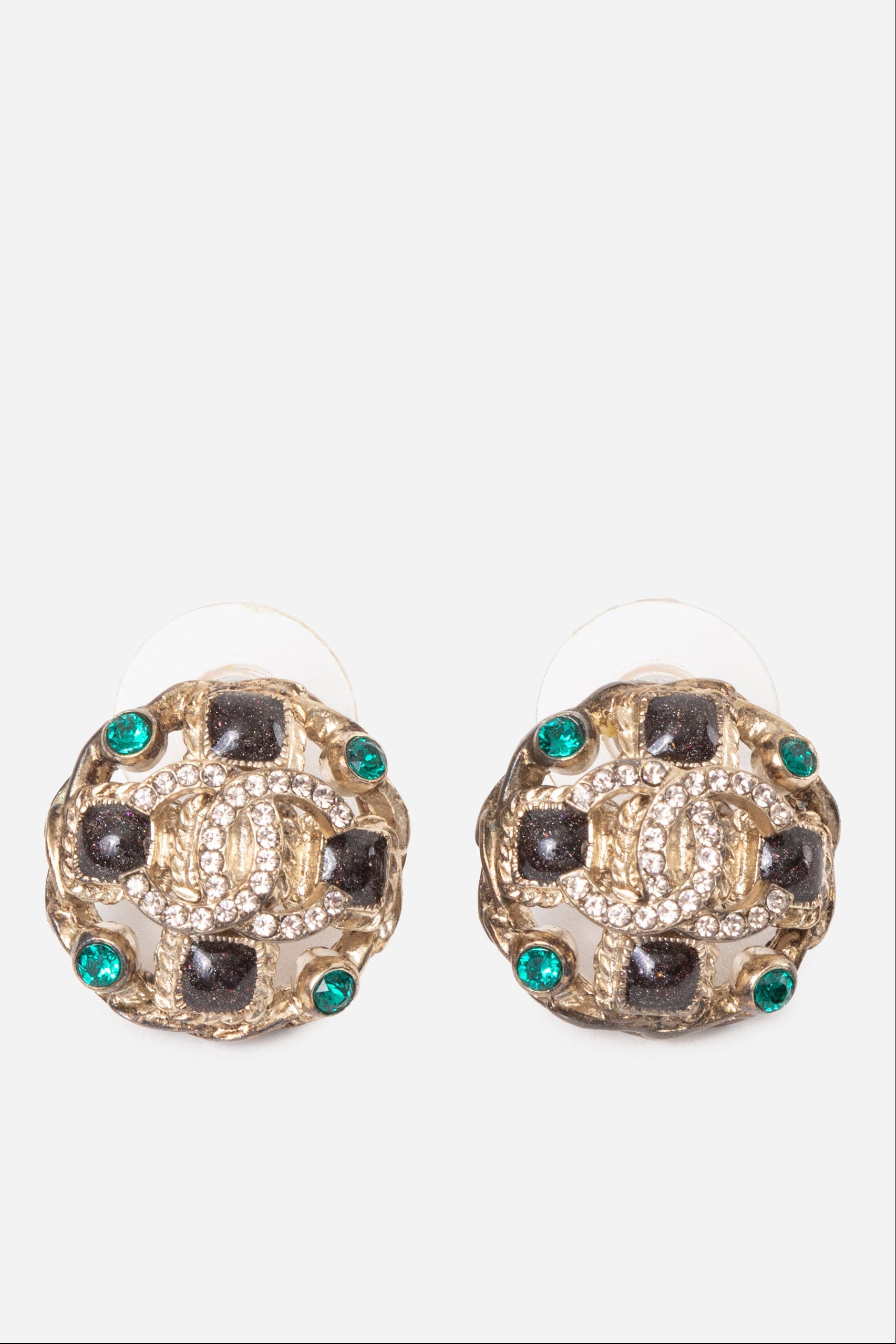 Pre-Owned Chanel 2018 Crystal CC Earrings