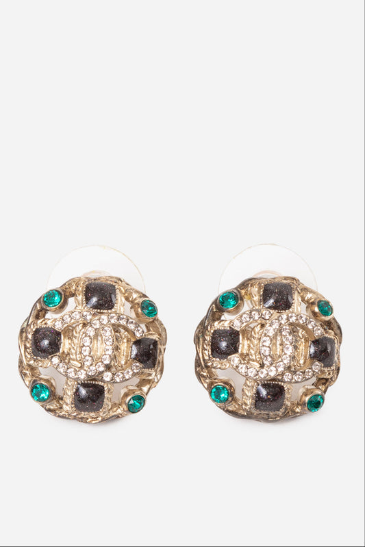 Pre-Owned Chanel 2018 Crystal CC Earrings