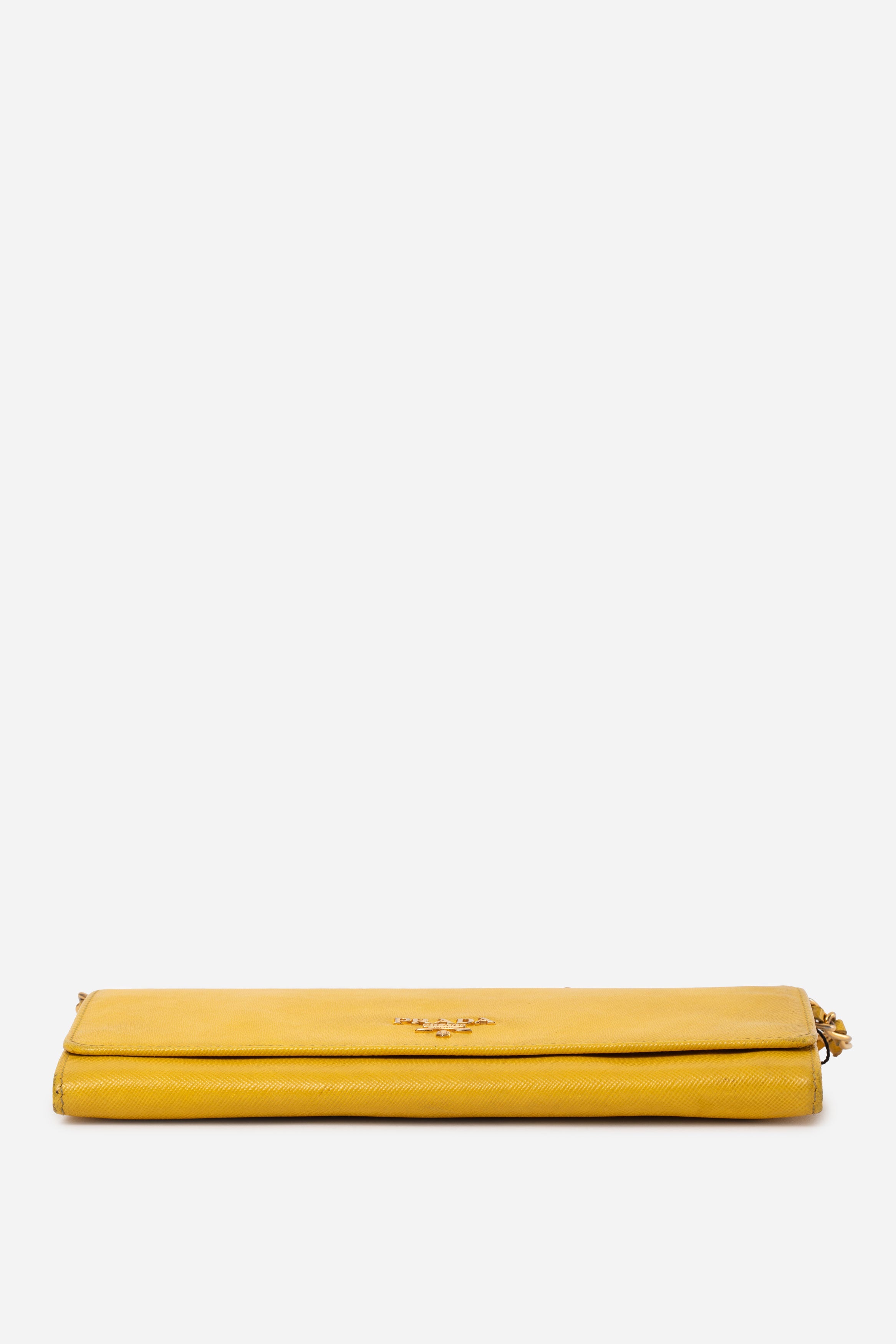 Prada Yellow Calfskin Wallet On Chain