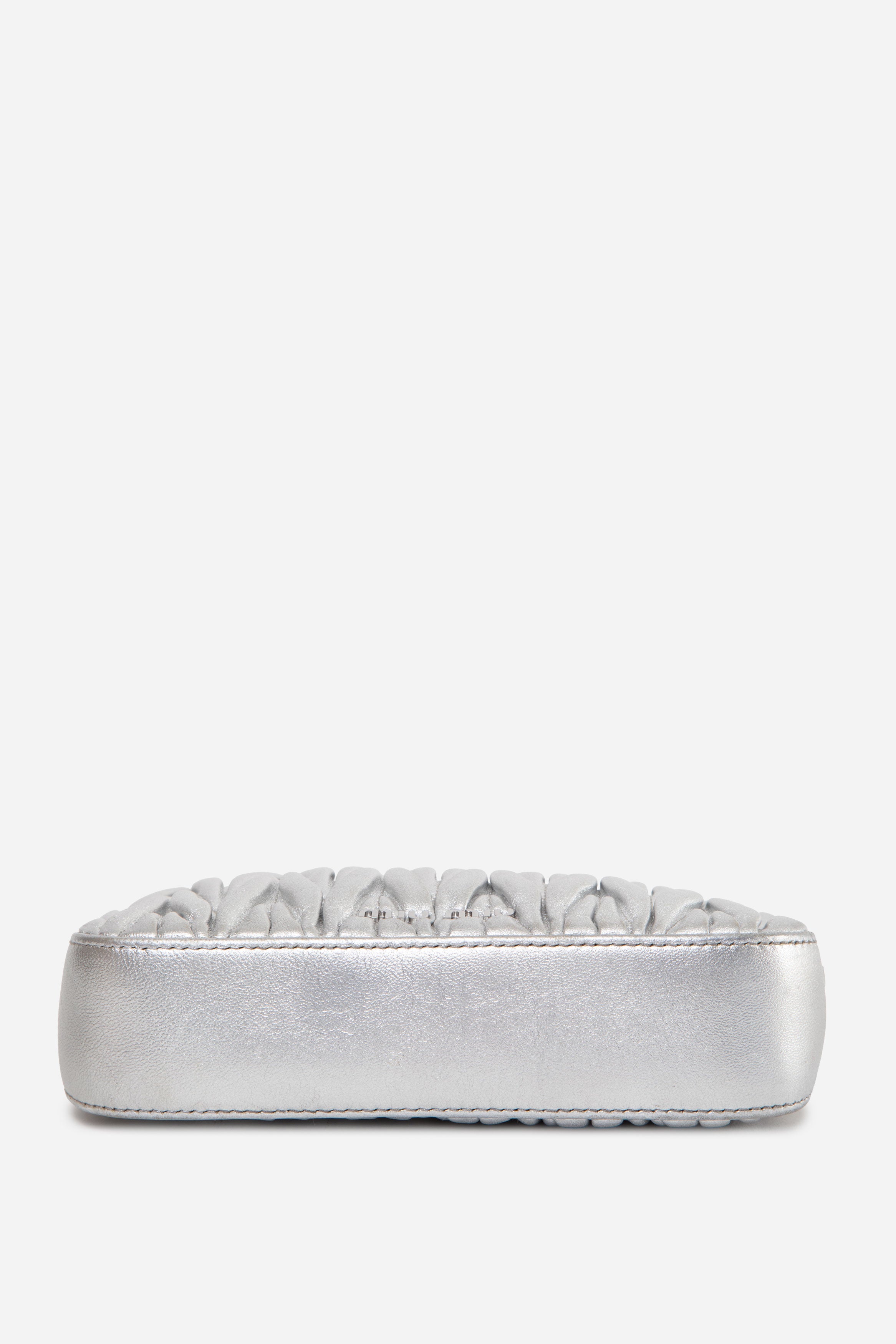 Miu Miu Silver Nappa Matelasse Sassy Shoulder Bag
