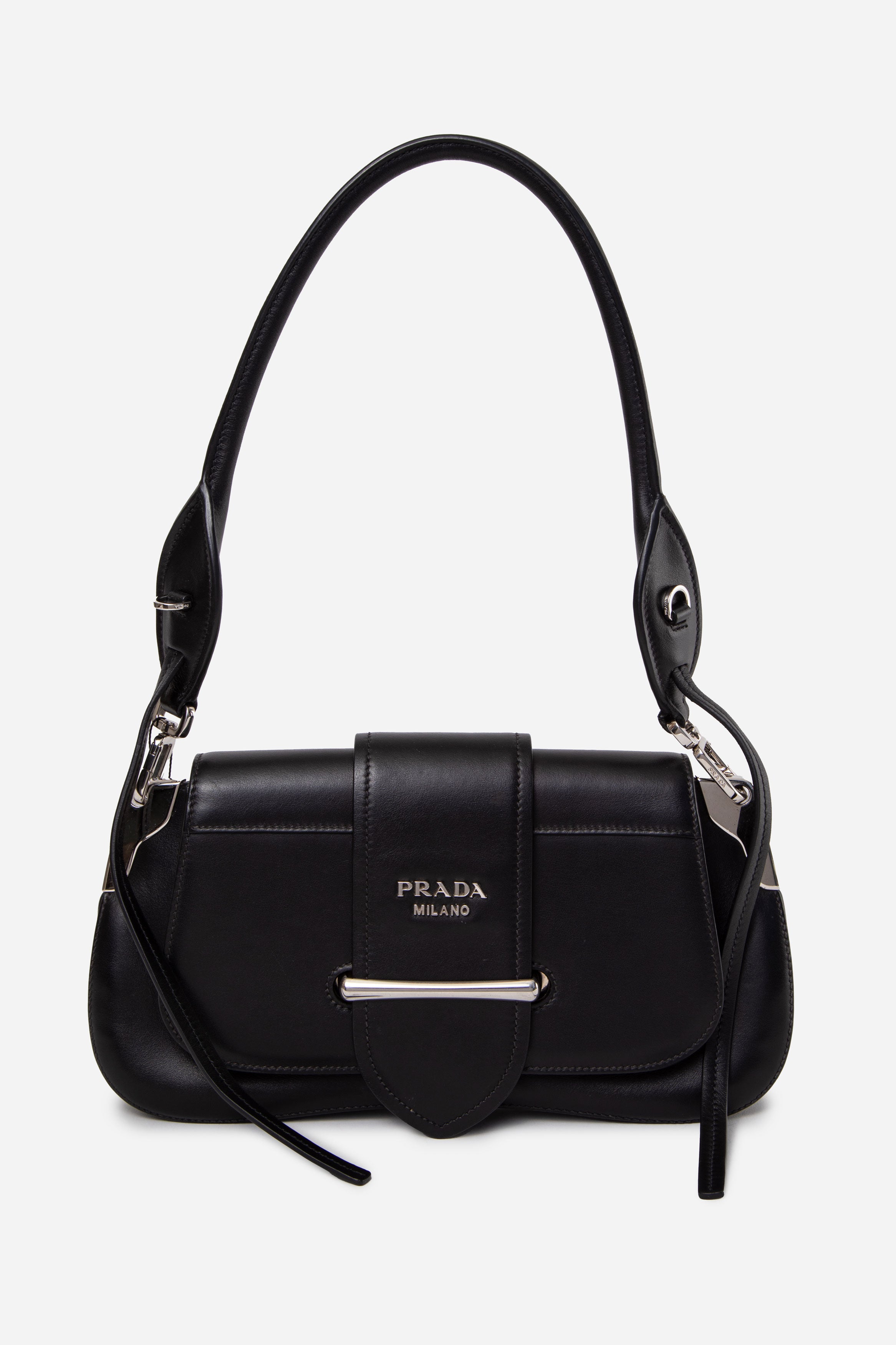 Prada Black City Calf Sidonie Shoulder Bag