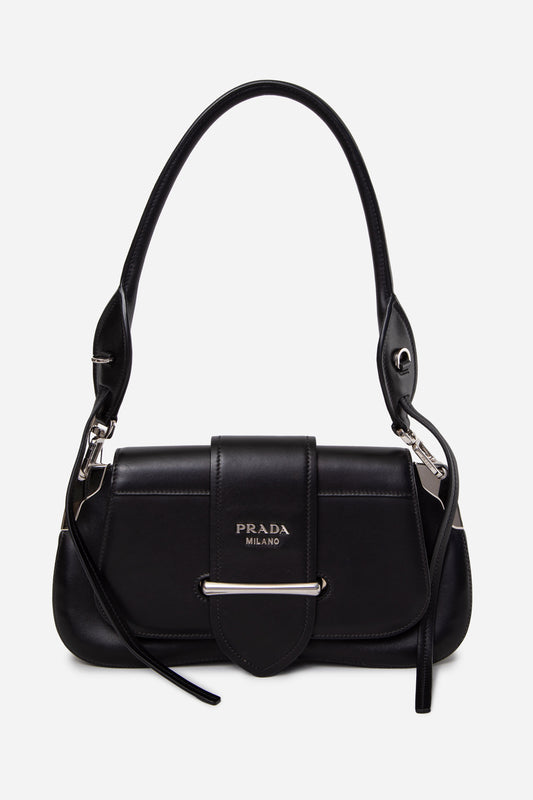 Prada Black City Calf Sidonie Shoulder Bag