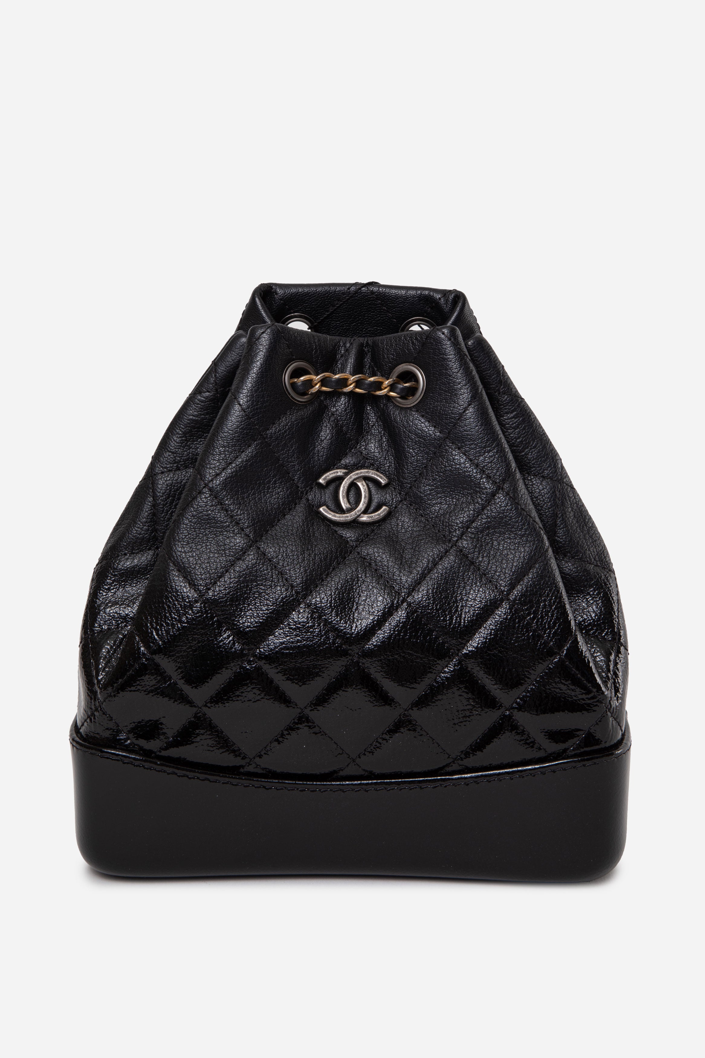 Pre-Owned Chanel Black Leather Quilted Small Gabrielle Backpack