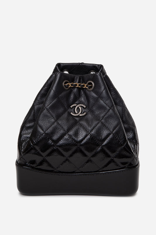 Pre-Owned Chanel Black Leather Quilted Small Gabrielle Backpack