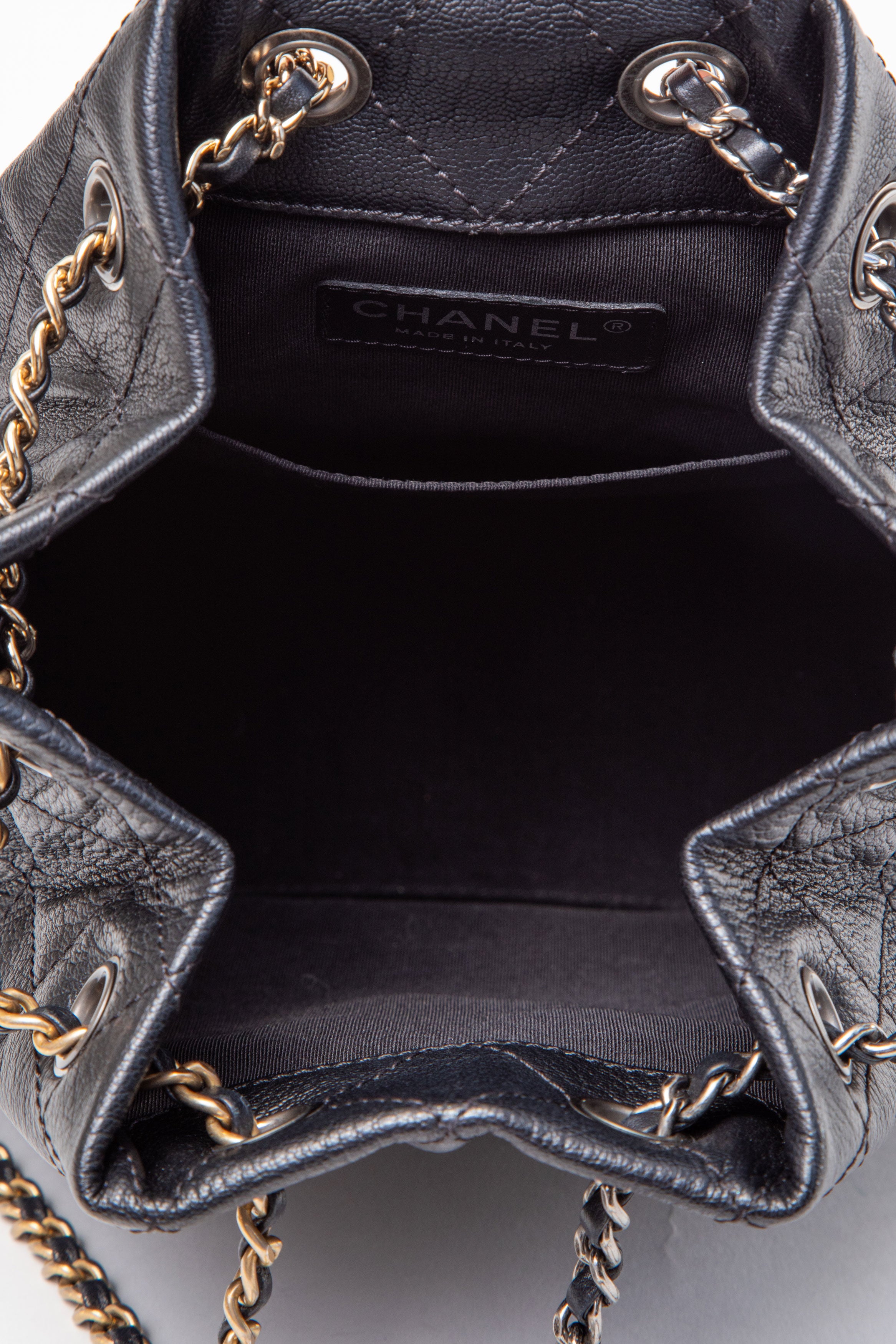 Pre-Owned Chanel Black Leather Quilted Small Gabrielle Backpack