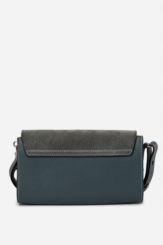 Chloe Blue Leather/Suede Mini Faye Crossbody