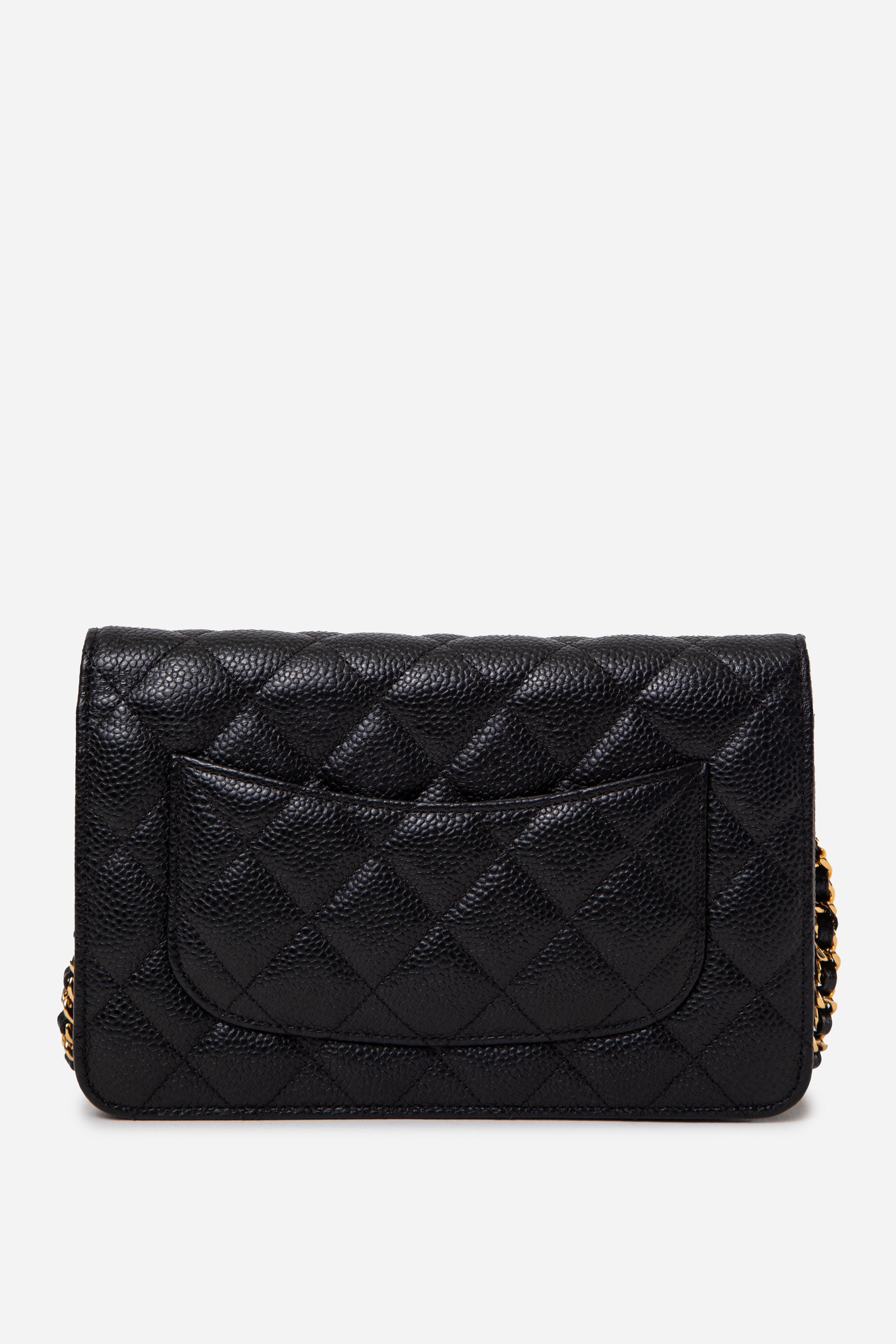 Pre-Owned Chanel Black 2019 Caviar Wallet On Chain