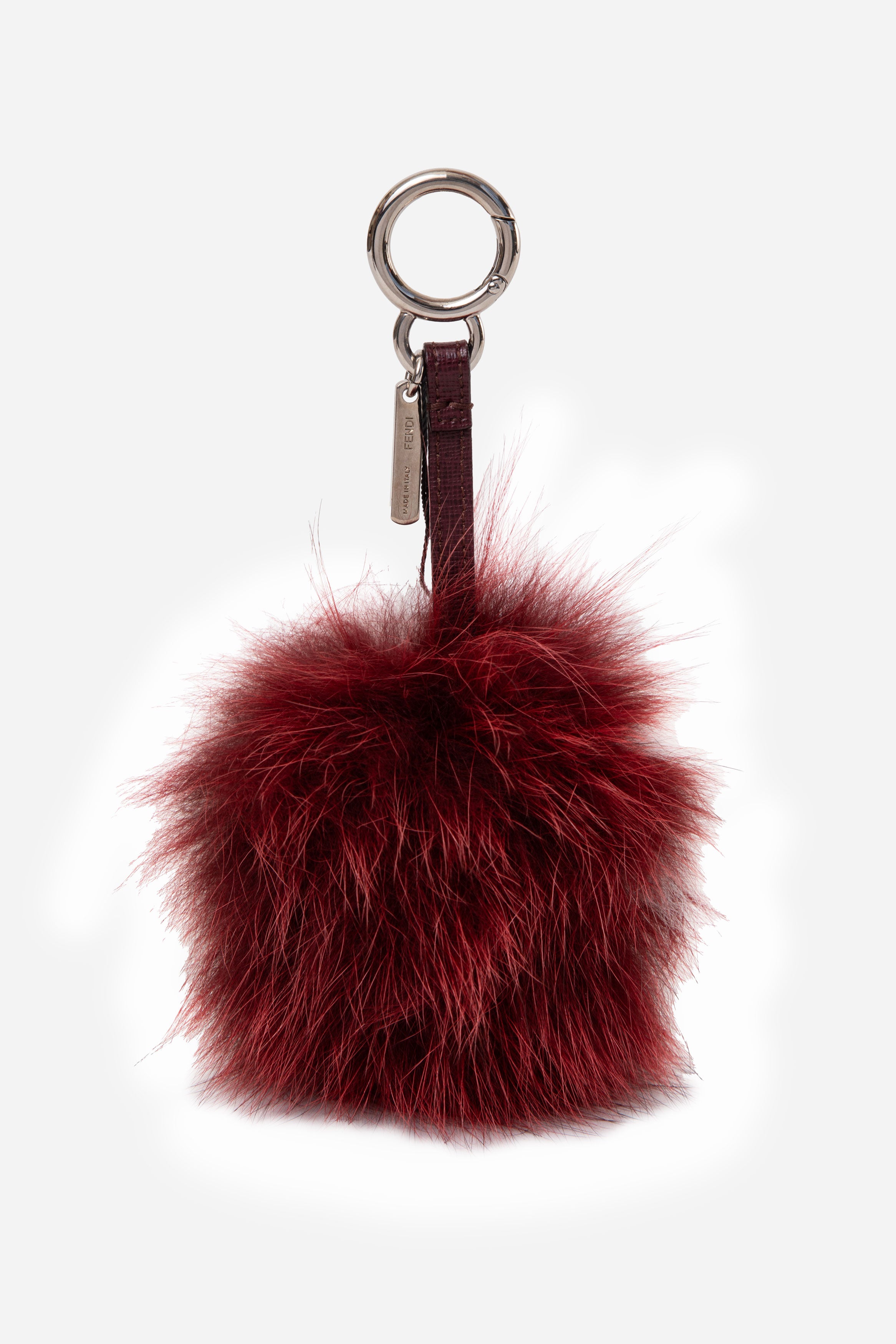 Fendi Fox Fur Bag Charm White/Red