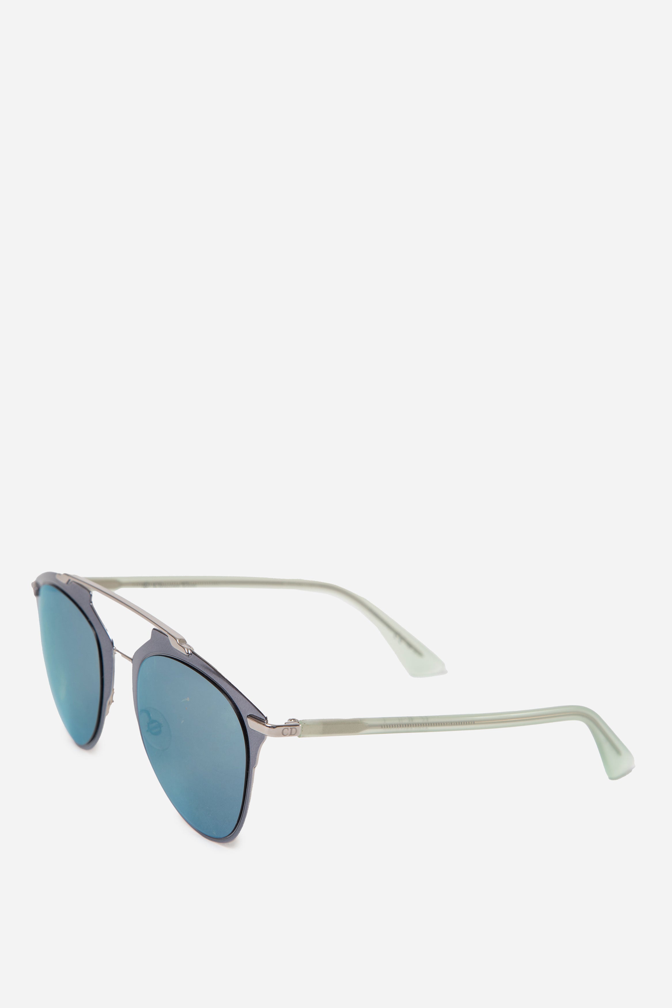 Dior Silver-Tone Sunglasses with Blue Mirror Lenses