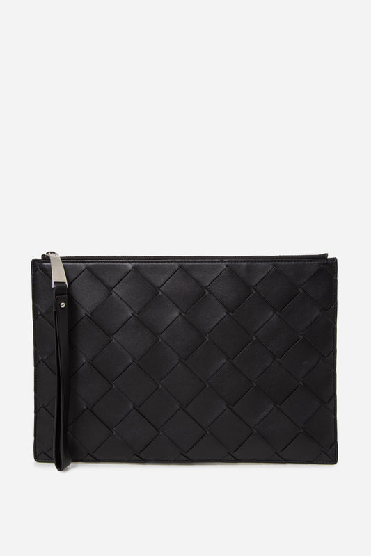 Bottega Veneta Nappa Intrecciato Wristlet Pouch Black