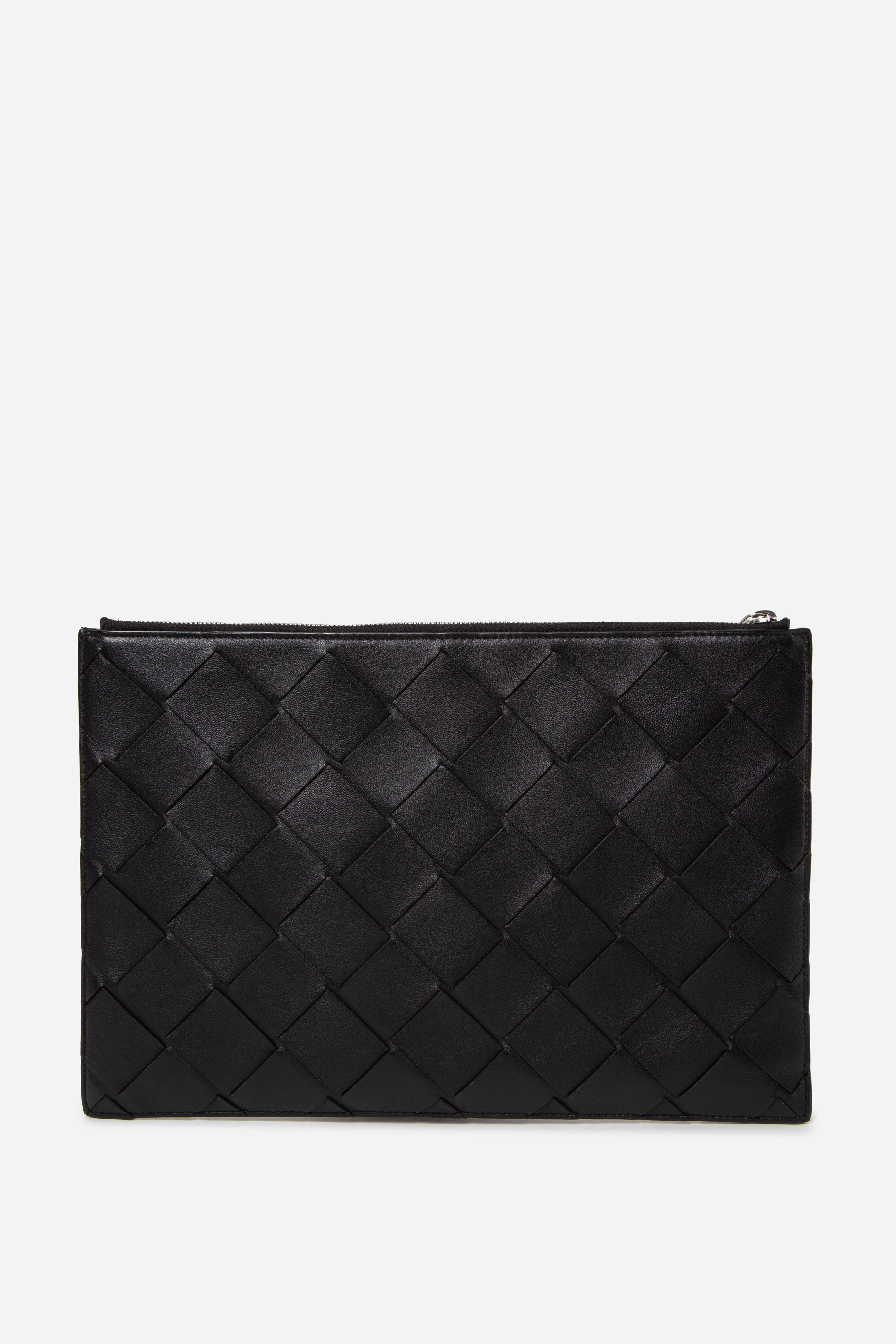 Bottega Veneta Nappa Intrecciato Wristlet Pouch Black