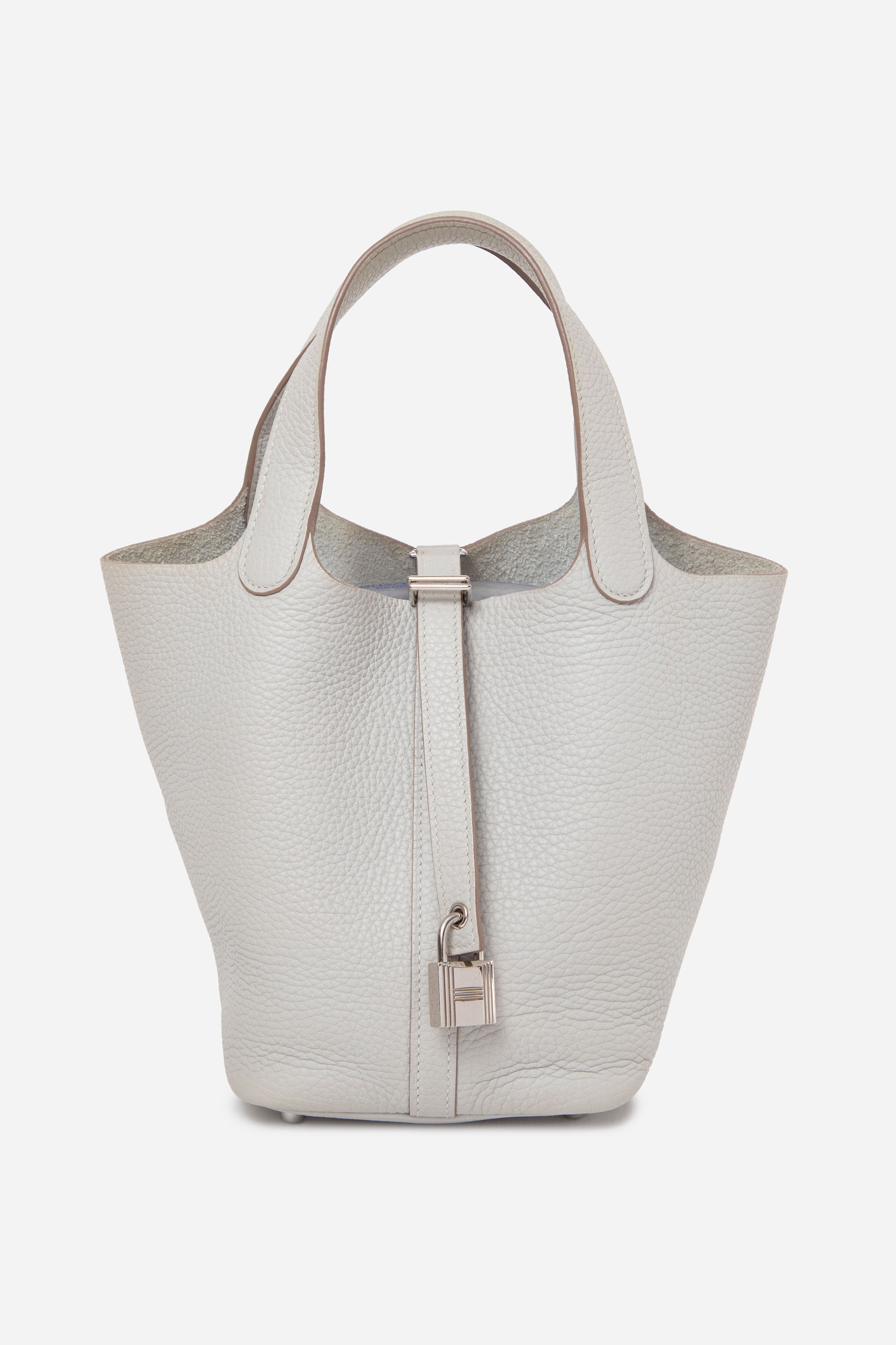 Hermes 2019 Clemence Leather Picotin 18 Gris Perle