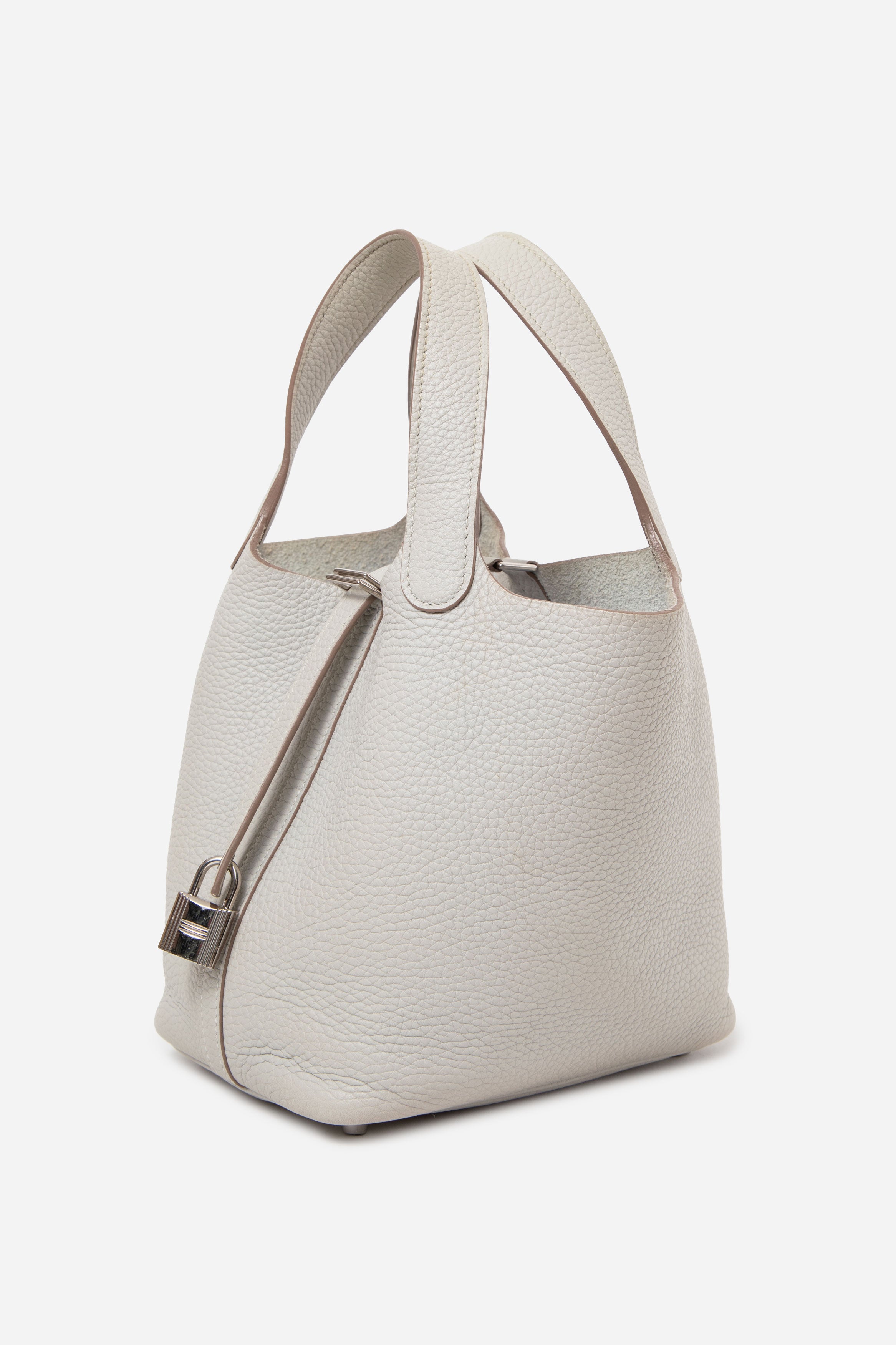 Hermes 2019 Clemence Leather Picotin 18 Gris Perle