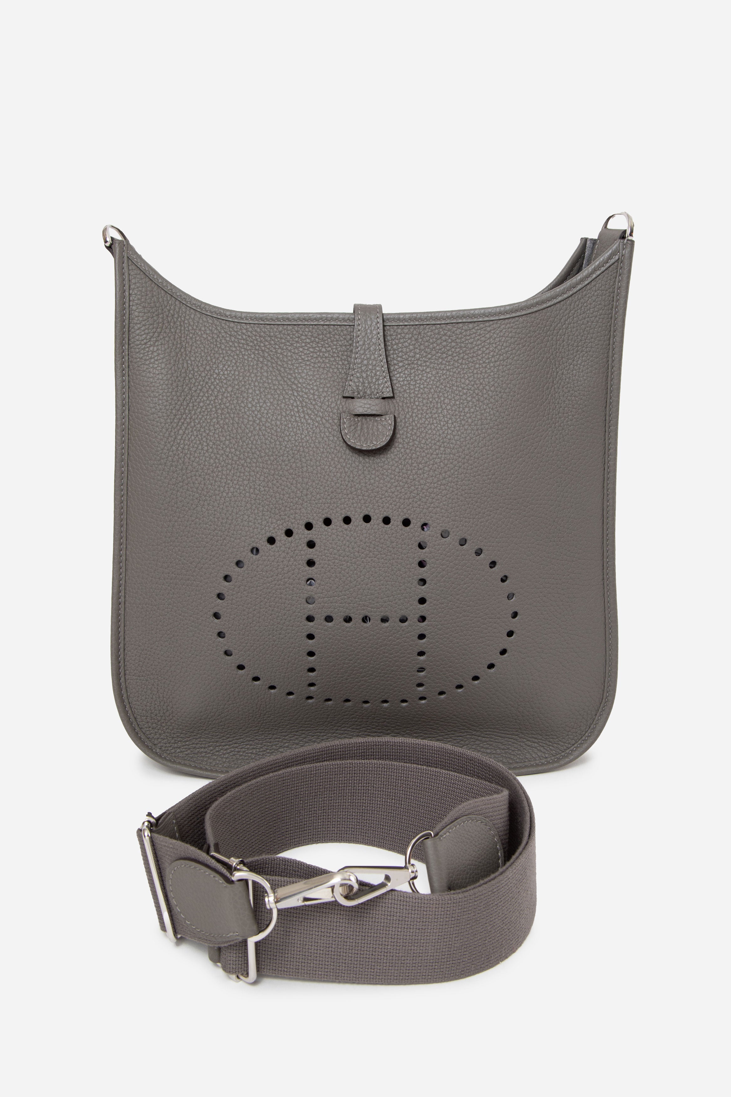 Hermes 2022 Clemence Leather Evelyne III 29 Bag Gris Meyer