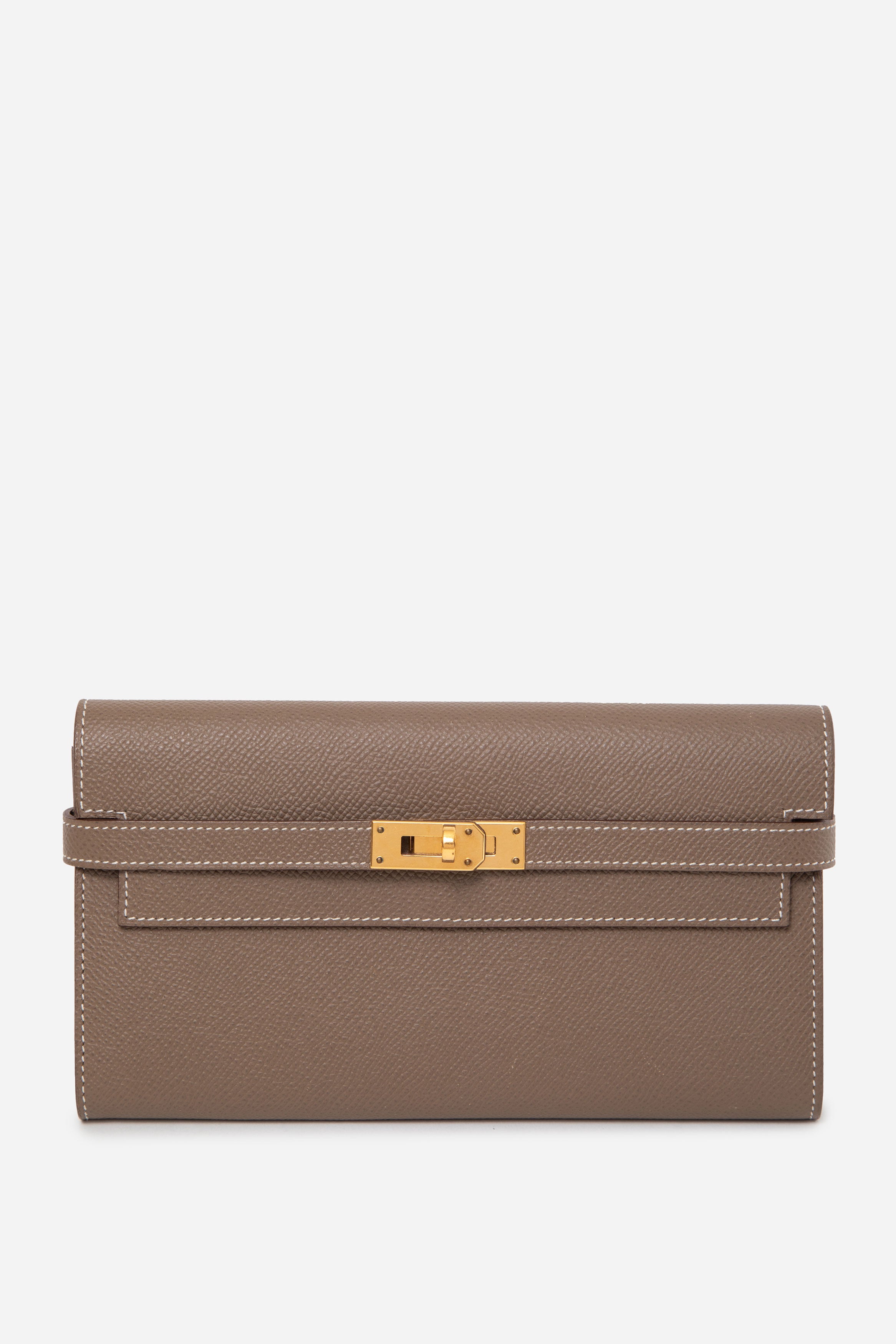 HERMES 2017 Epsom Kelly Long Wallet Etoupe