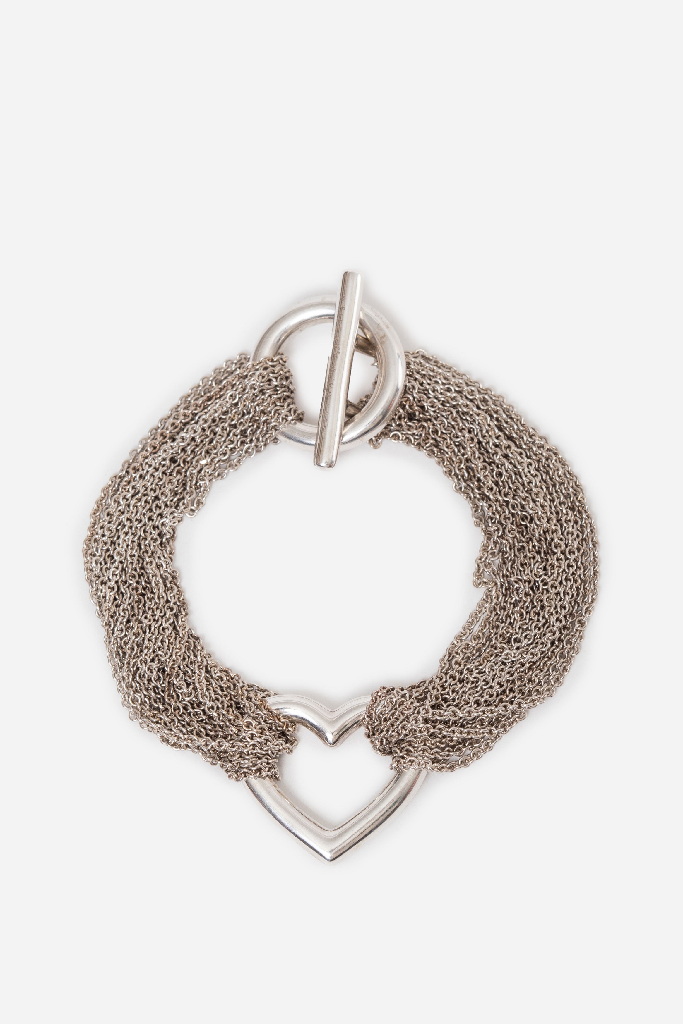 Tiffany & Co. Sterling Silver Open Heart Multi Strand Bracelet
