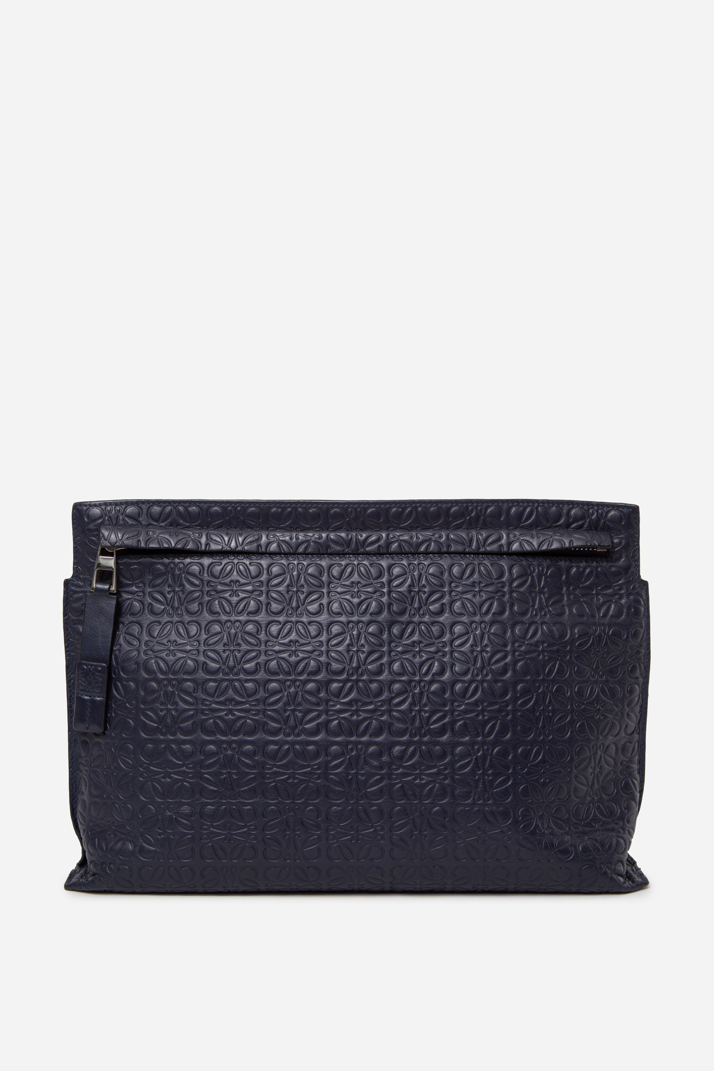 Loewe Navy Calfskin Embossed Repeat T Pouch