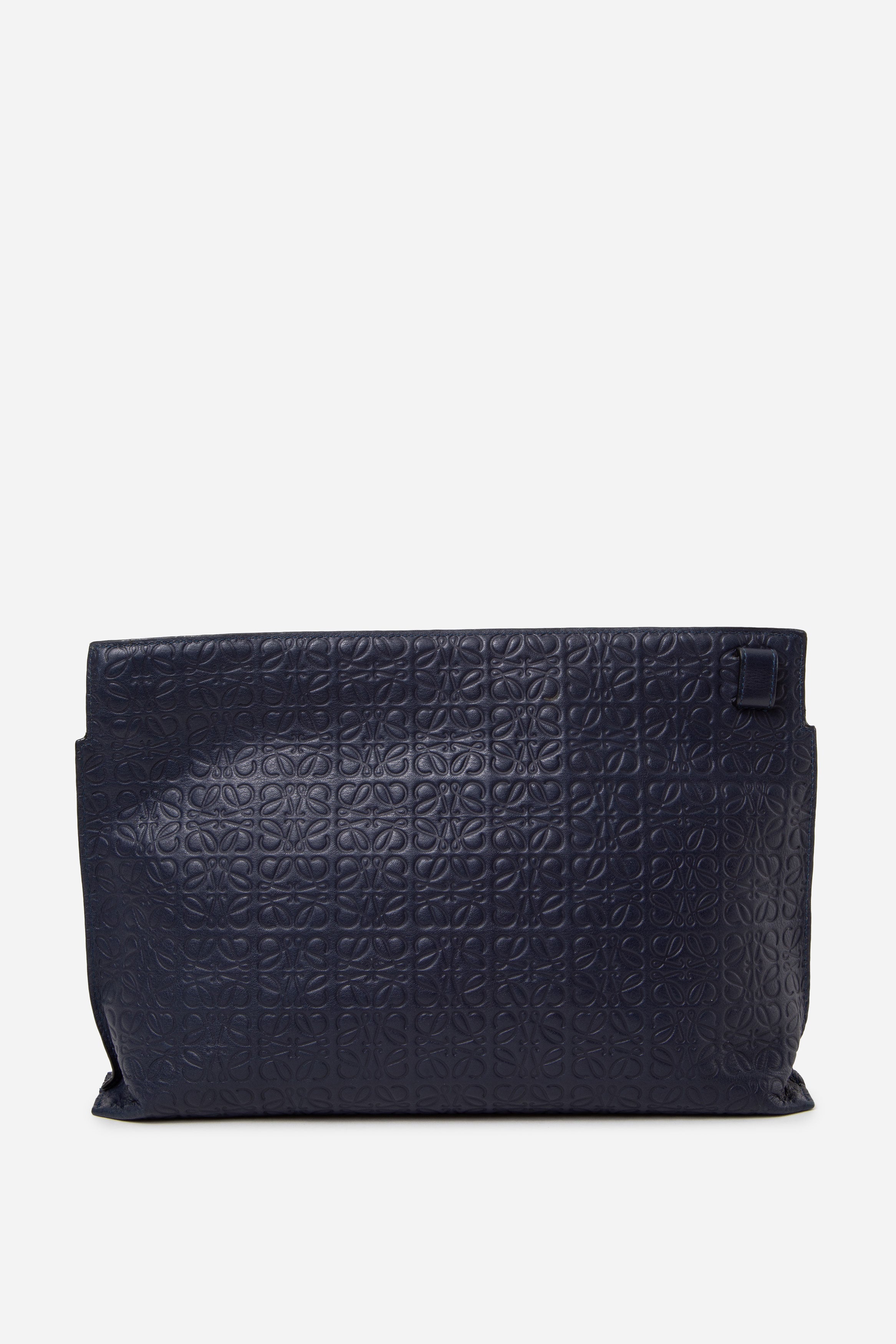 Loewe Navy Calfskin Embossed Repeat T Pouch