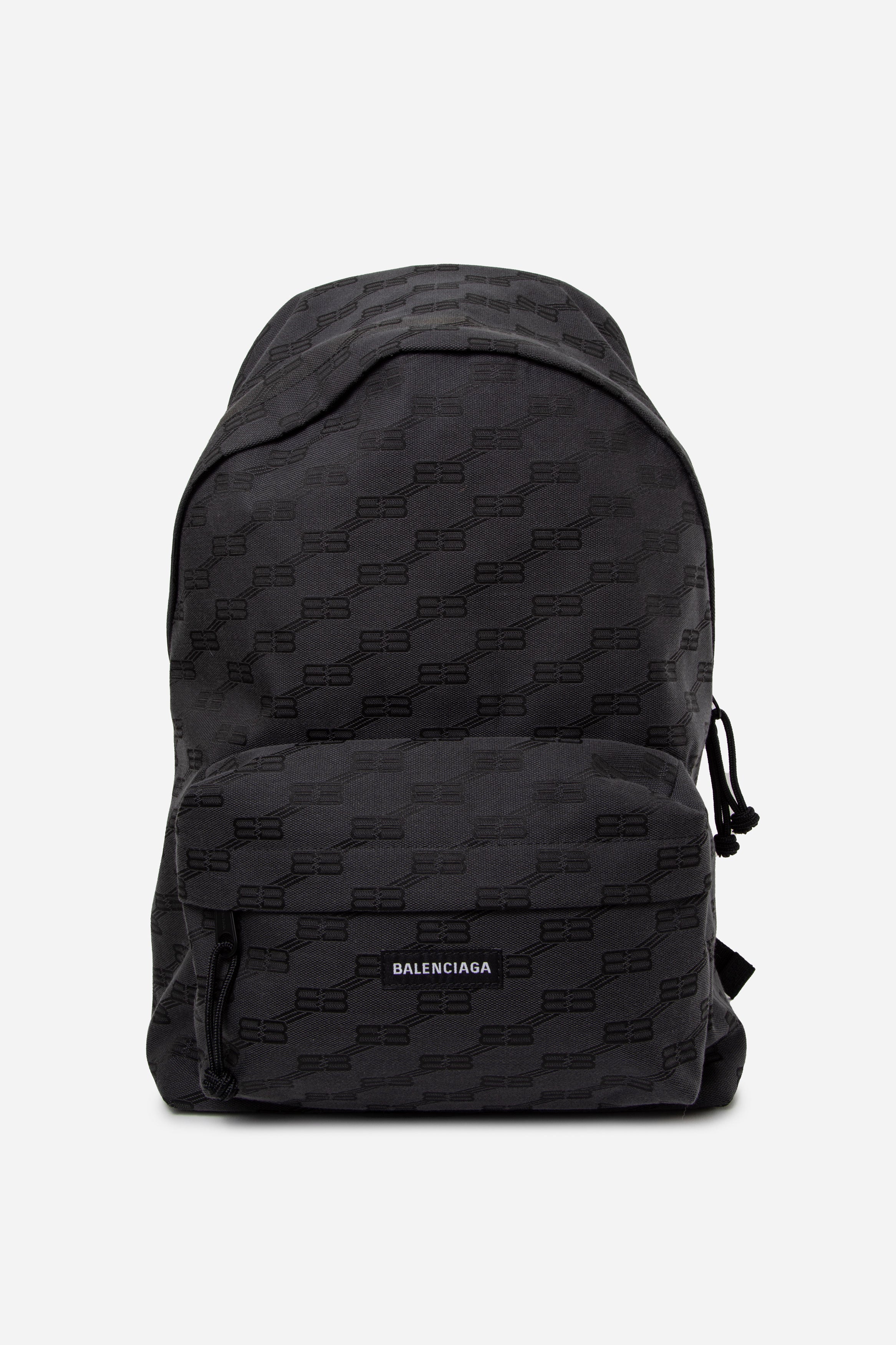 Balenciaga Black Canvas BB Monogram Backpack