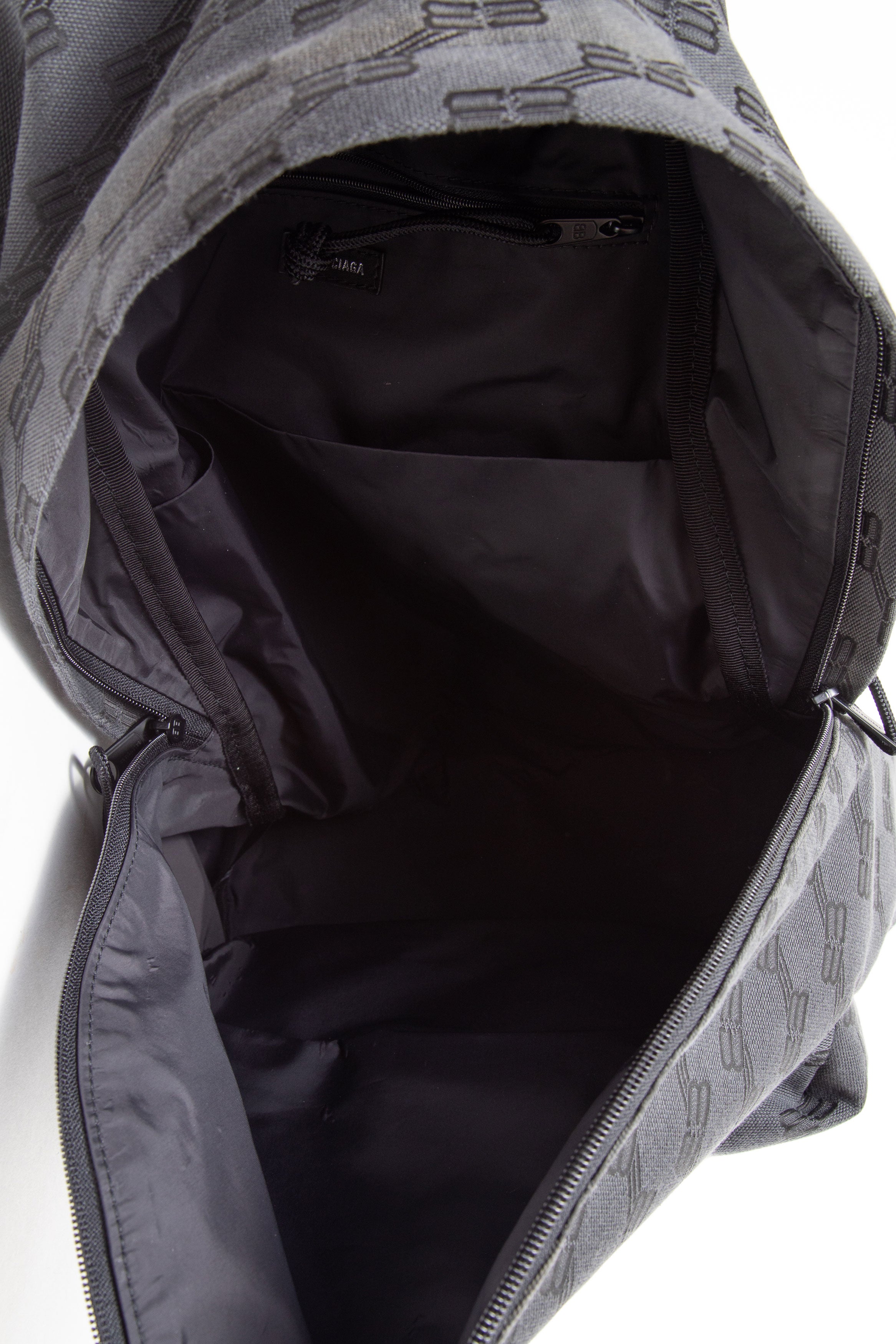 Balenciaga Black Canvas BB Monogram Backpack