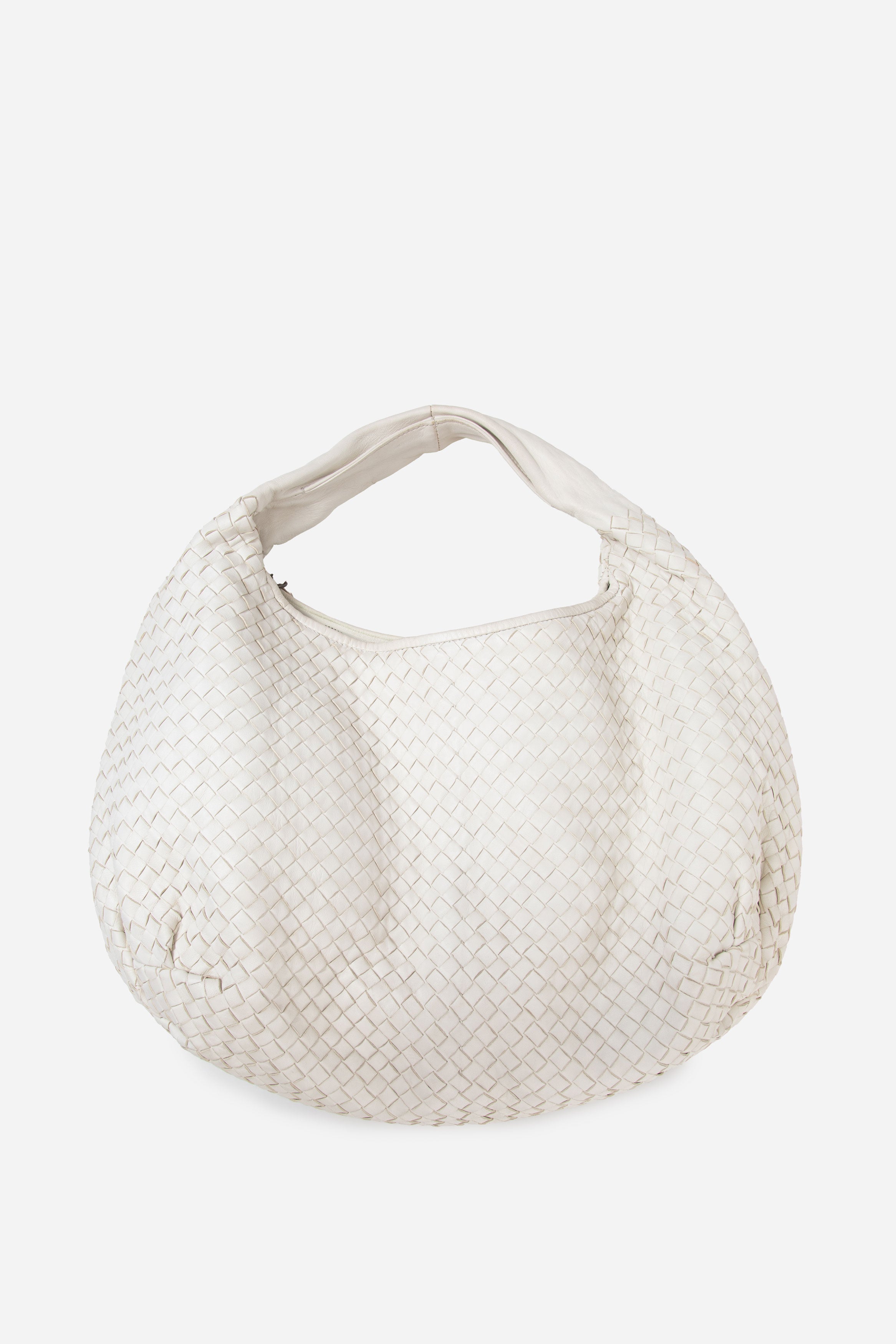 Bottega Veneta Cream Nappa Intrecciato Medium Veneta Hobo