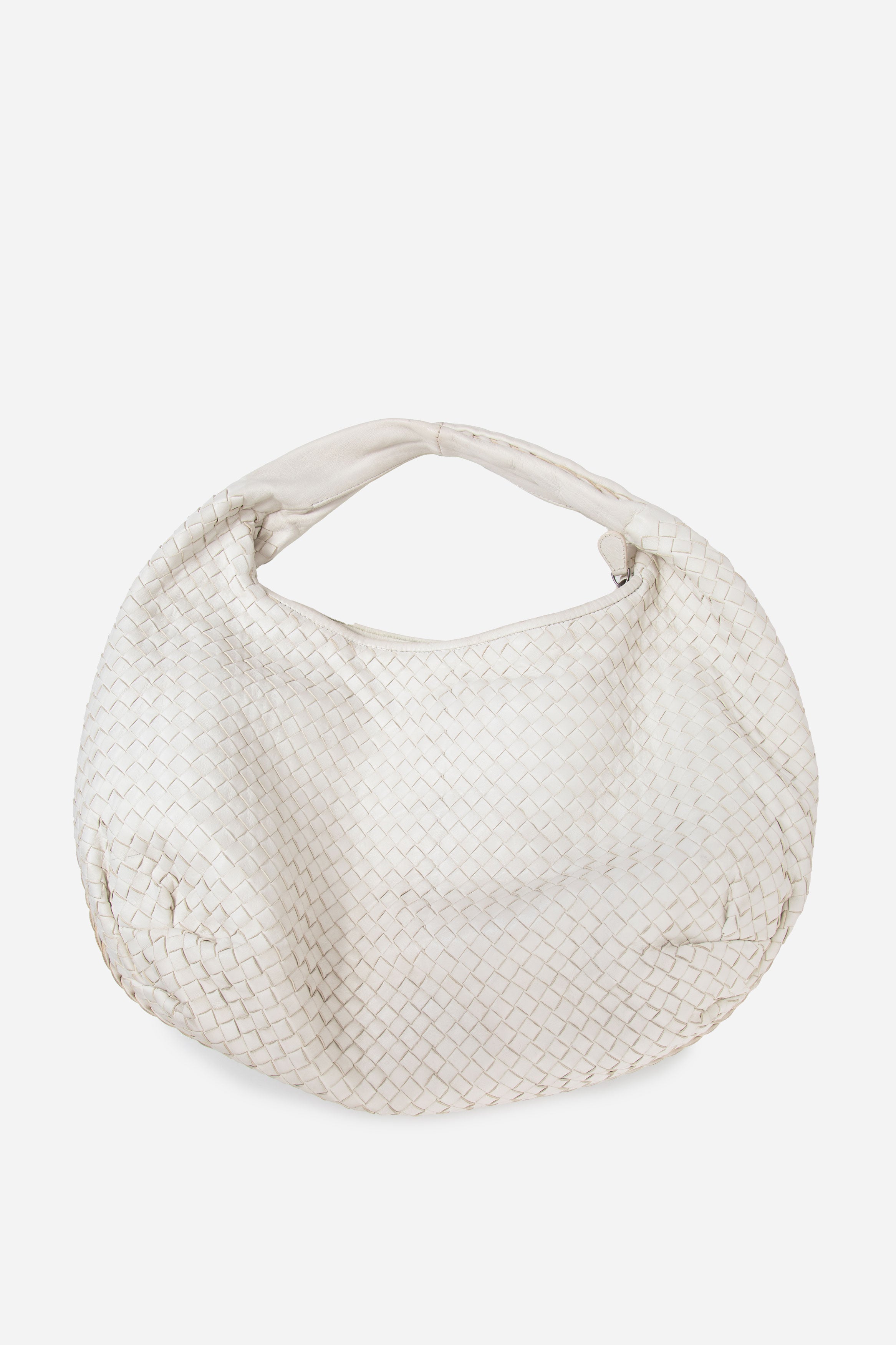 Bottega Veneta Cream Nappa Intrecciato Medium Veneta Hobo