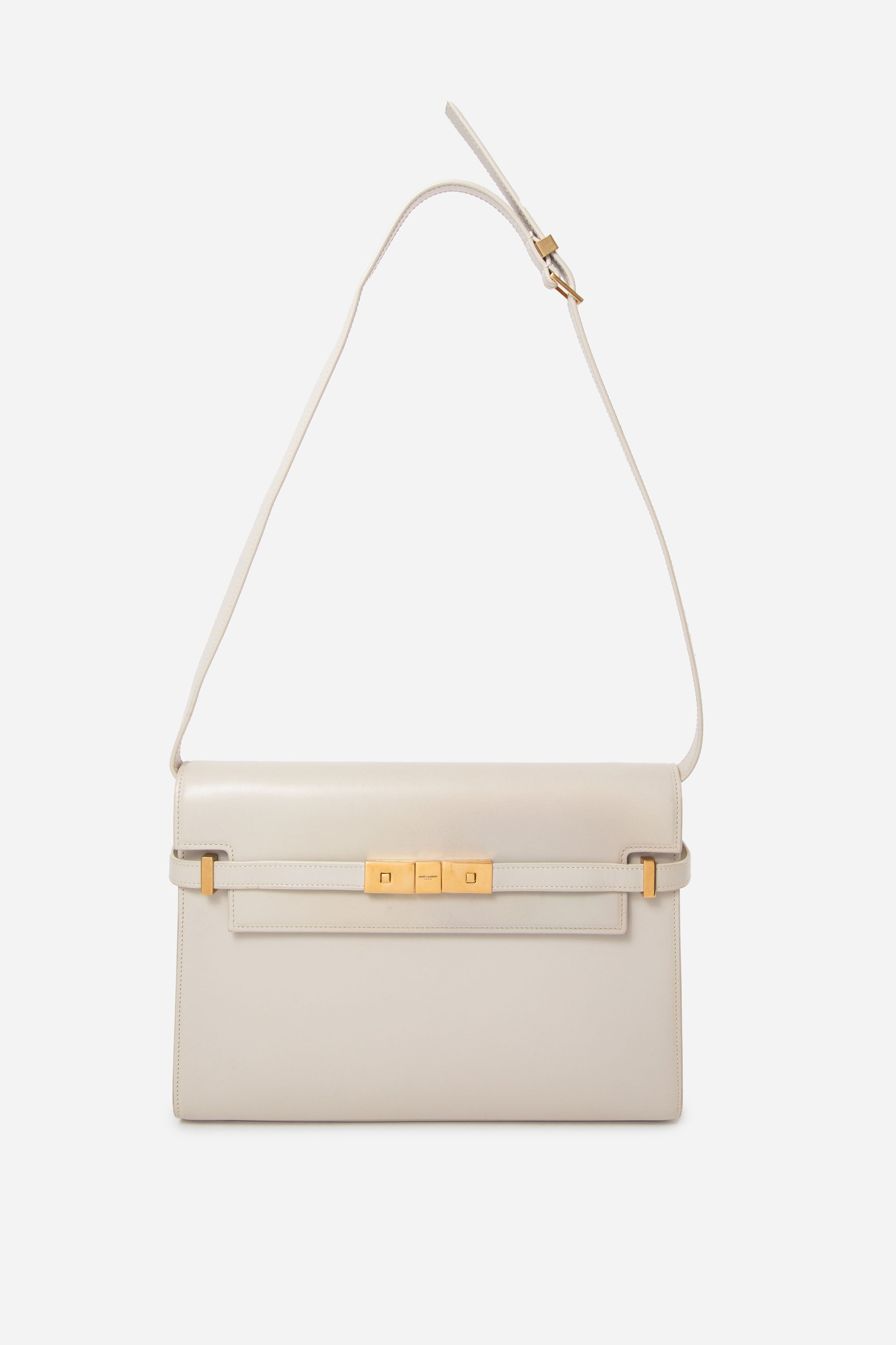 Saint Laurent Medium Calfskin Manhattan Shoulder Bag Cream