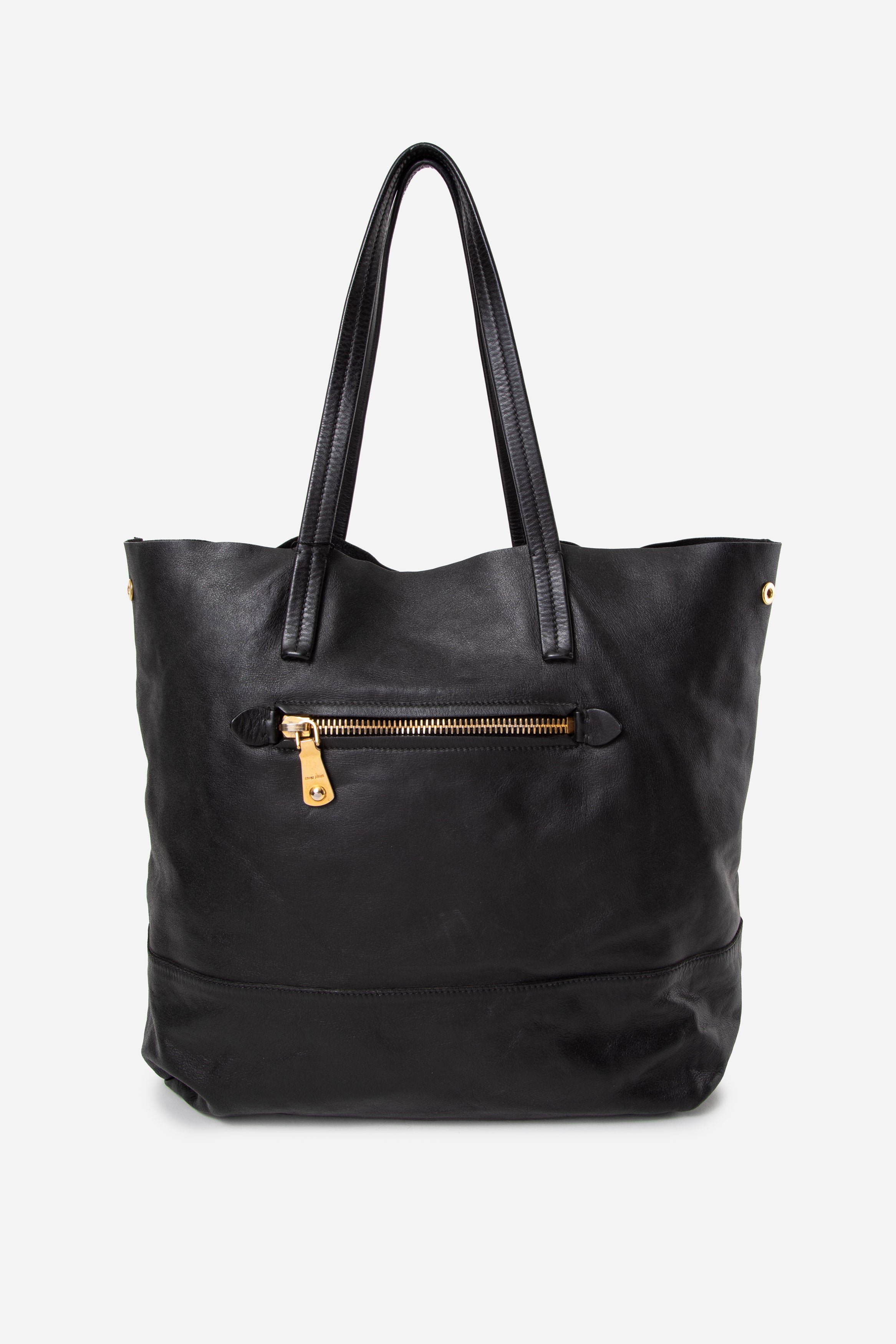 Miu Miu Black Vitello Soft Shopping Tote Bag