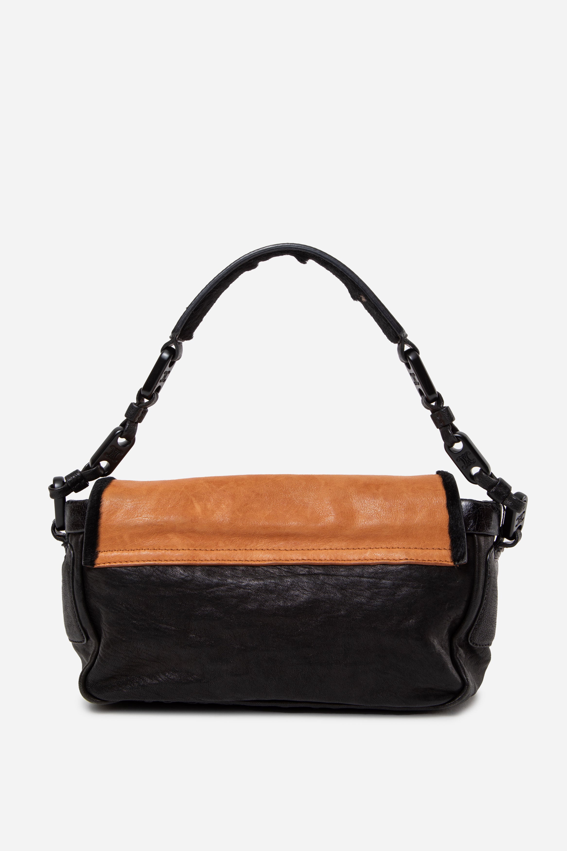 Celine Suede/Leather Flap Shoulder Bag Brown/Black