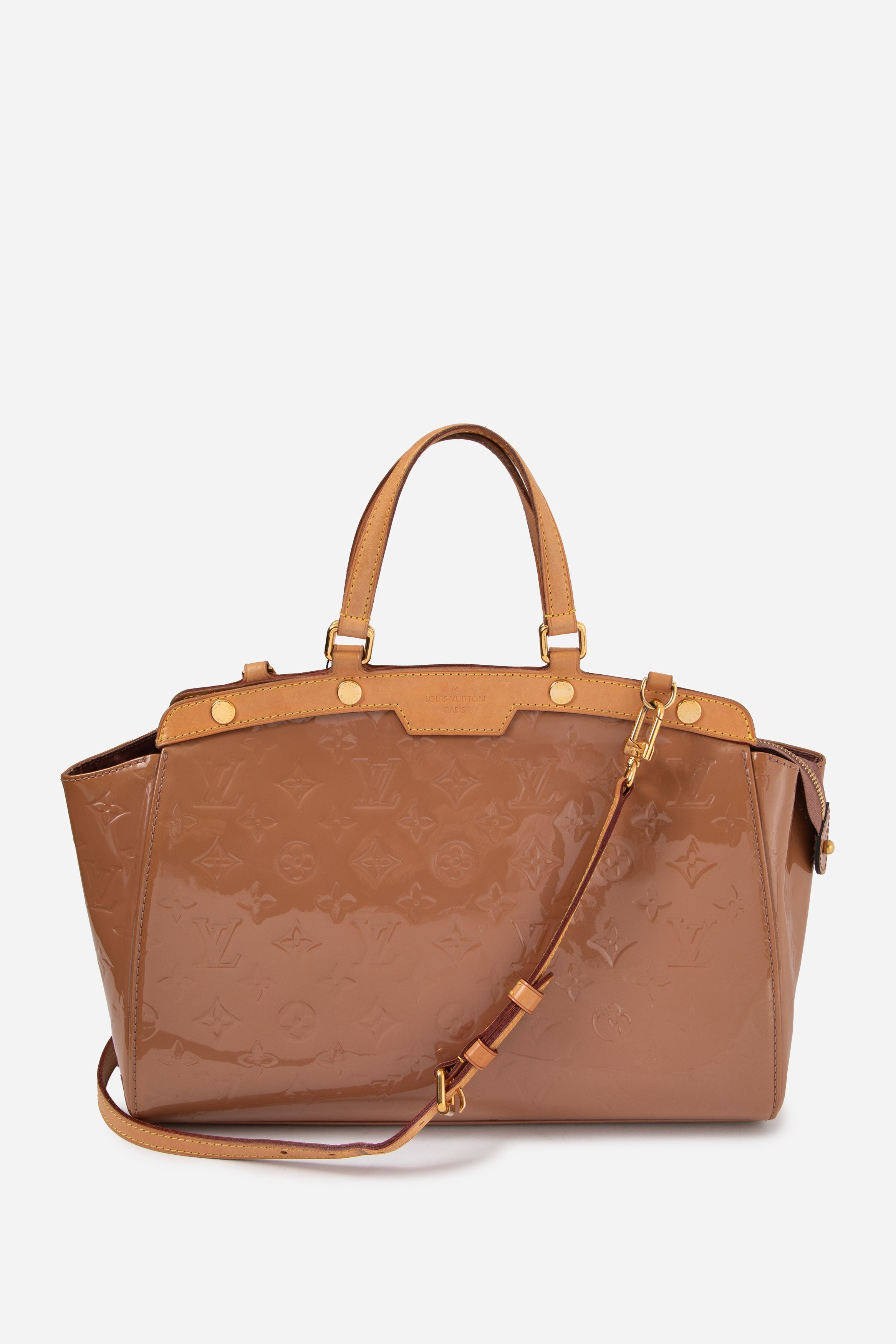 Louis Vuitton 2012 Beige Vernis Brea MM Top Handle With Strap