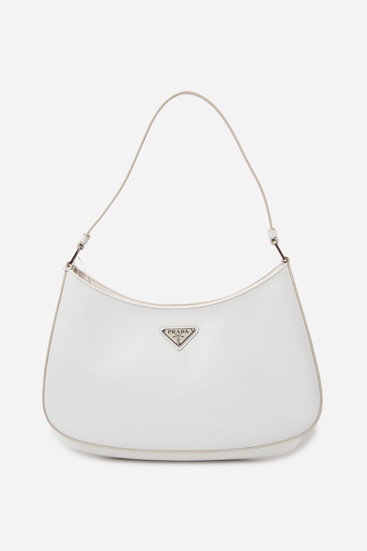 Prada Large Spazzolato Cleo Shoulder Bag White