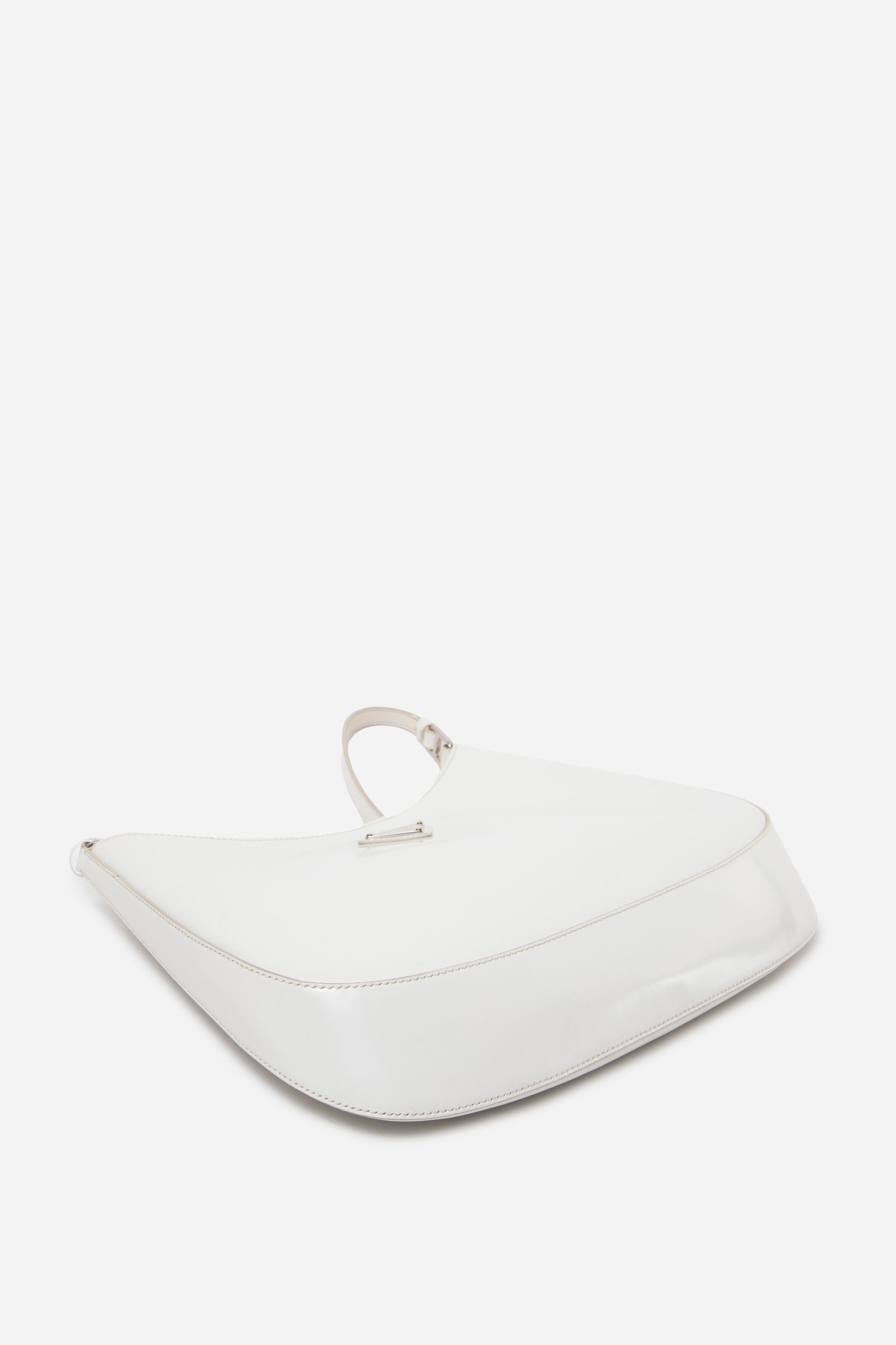 Prada Large Spazzolato Cleo Shoulder Bag White