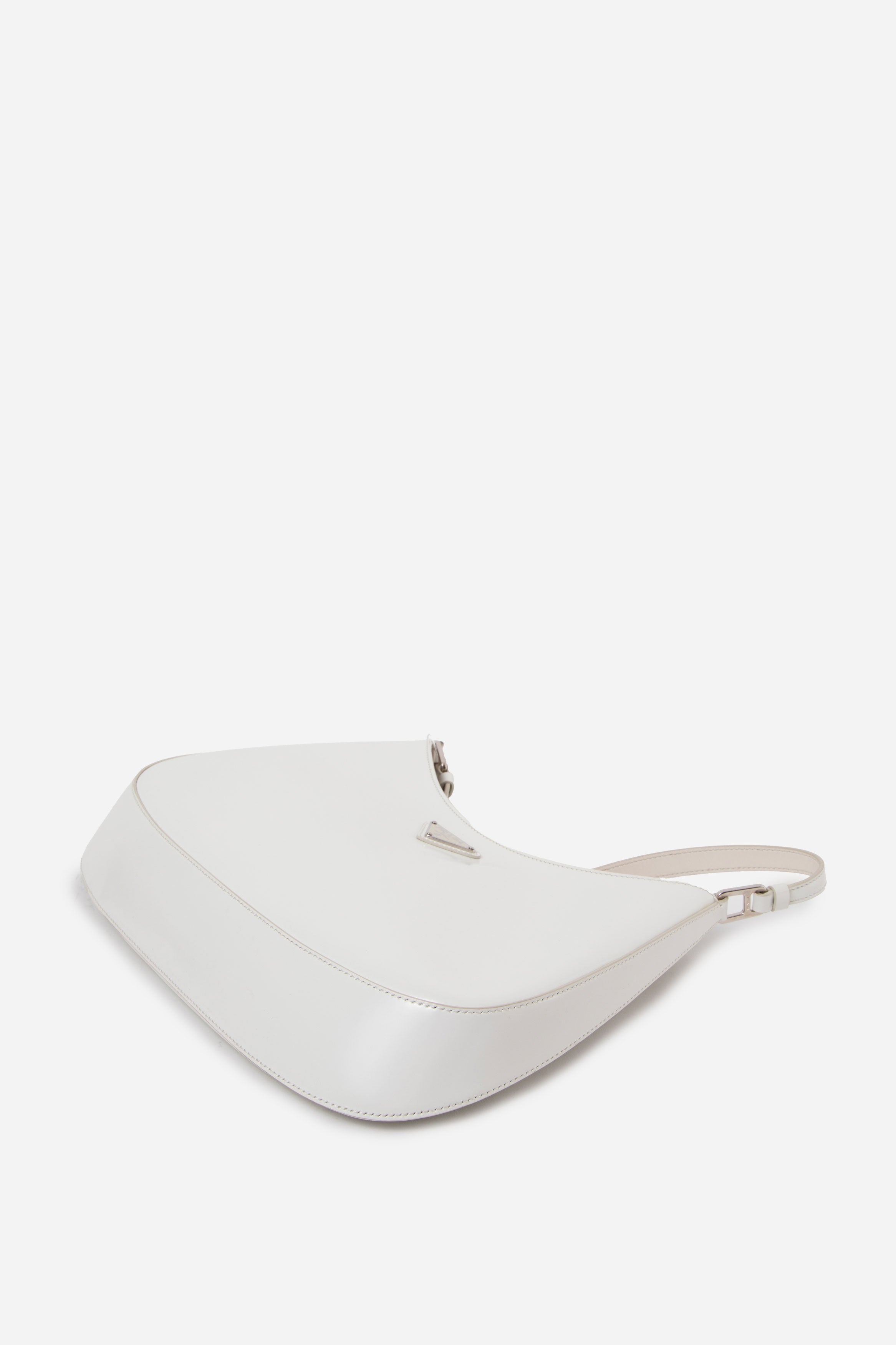 Prada Large Spazzolato Cleo Shoulder Bag White