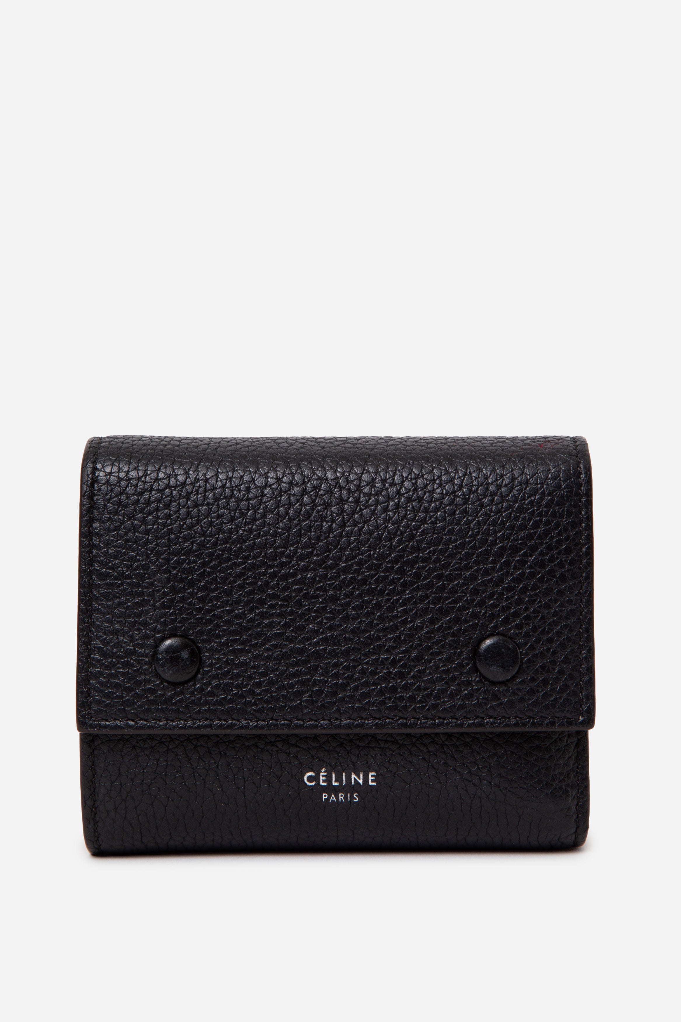 Celine Black/Yellow Leather Trifold Wallet
