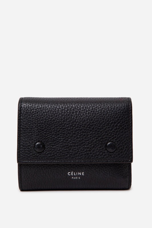 Celine Black/Yellow Leather Trifold Wallet