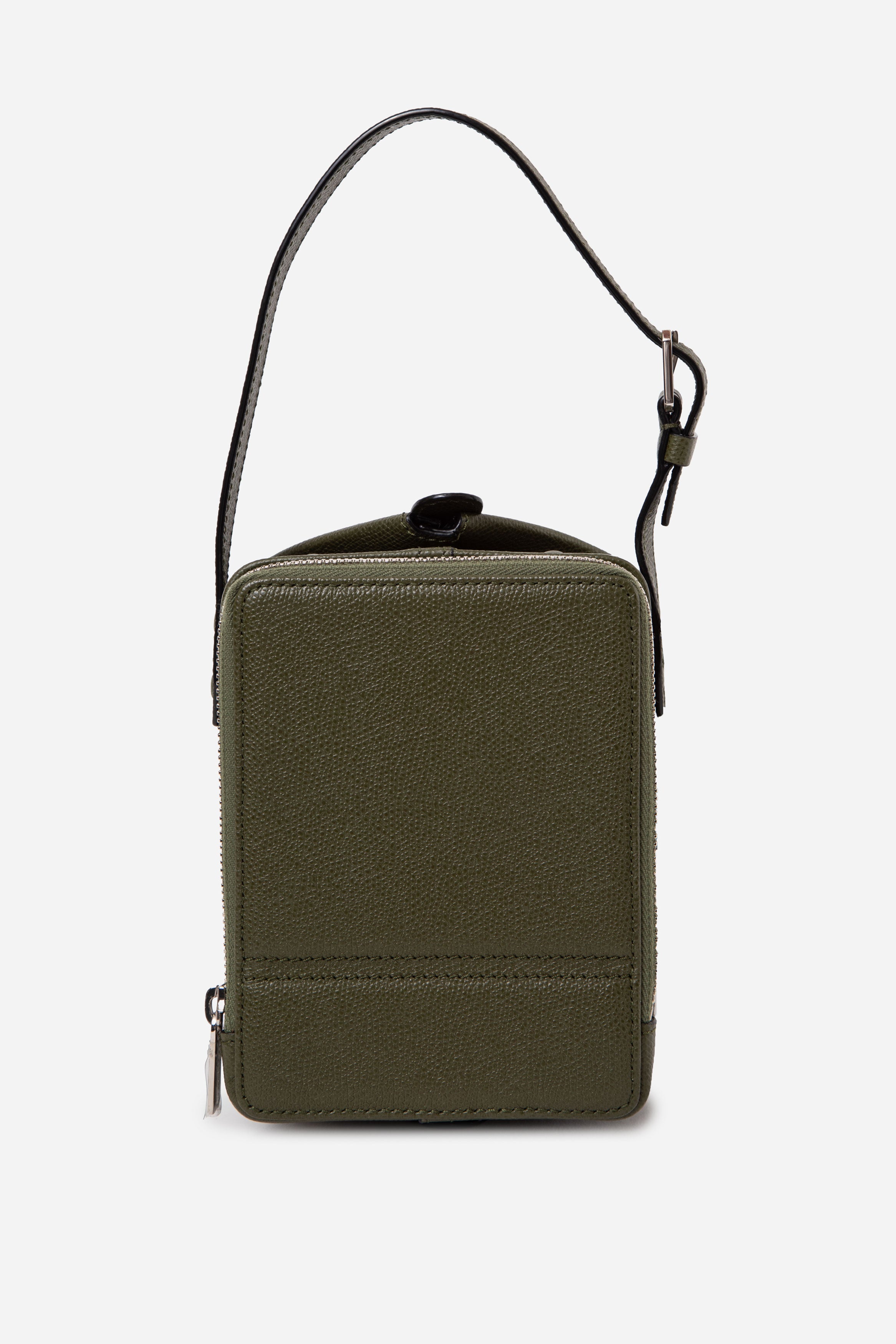 Valextra Calf Leather Tric Trac Bag With Strap Green
