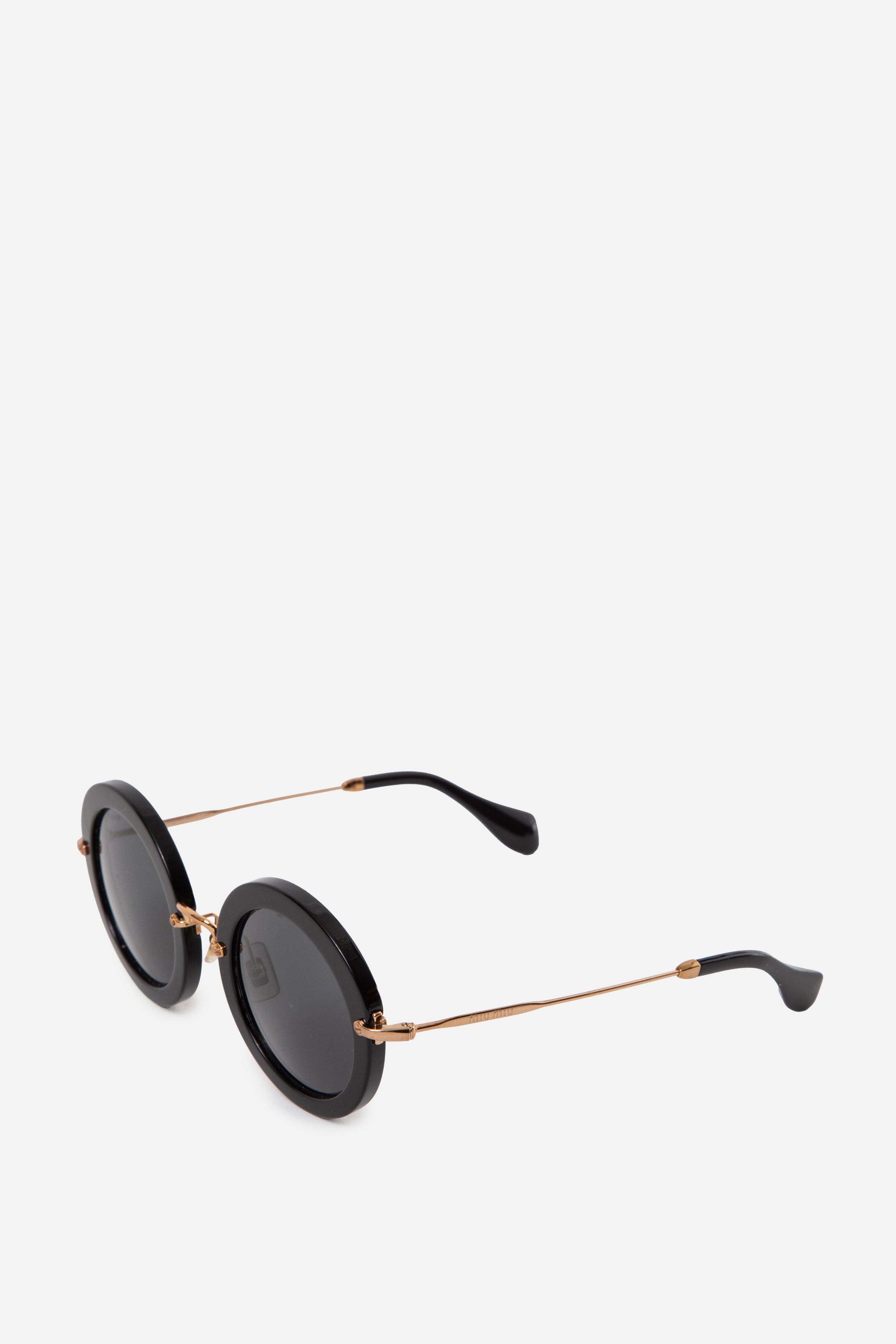 Miu Miu Acetate Glitter Round Sunglasses SMU13N Black