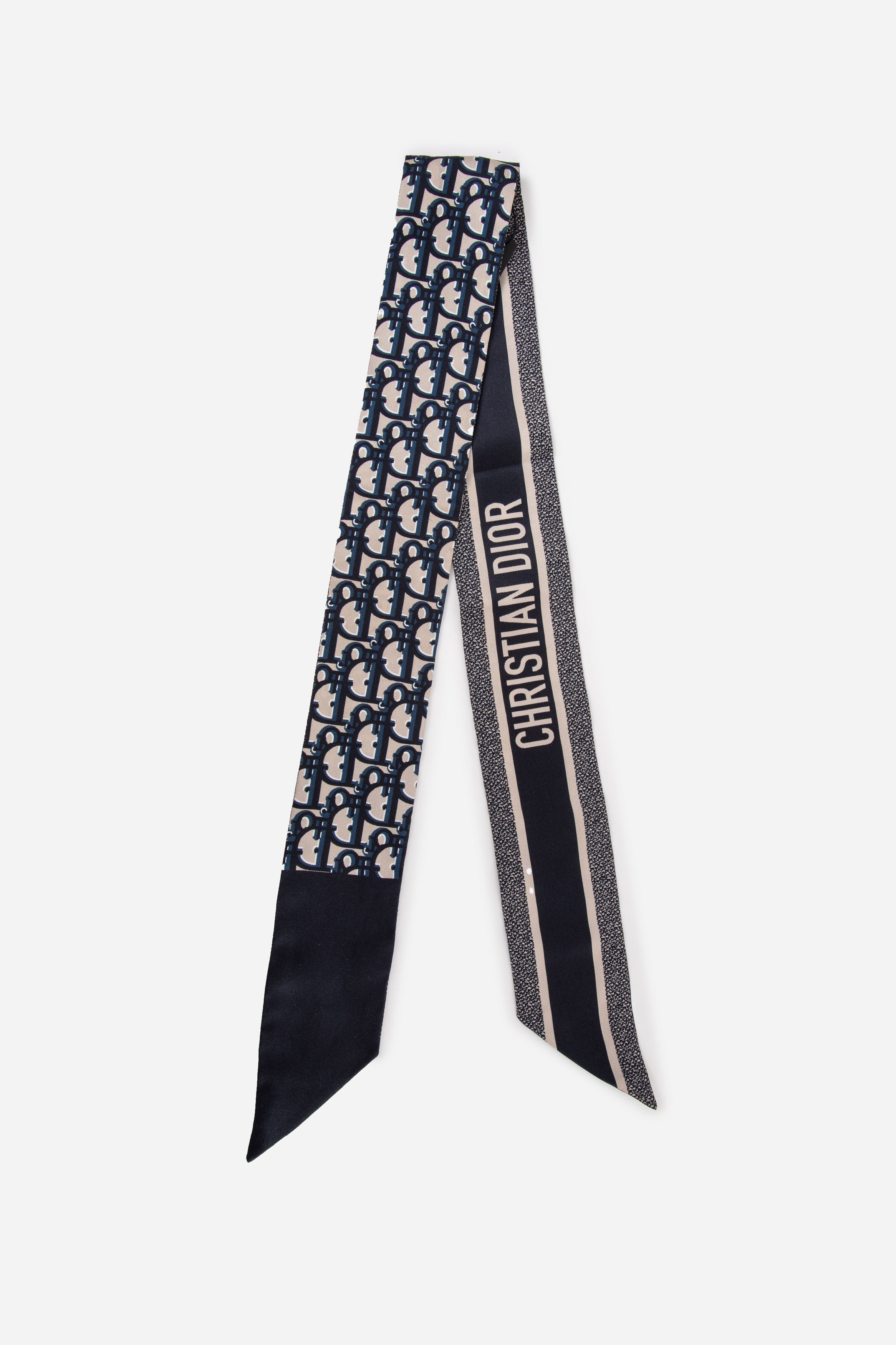Christian Dior Navy Oblique Mitzah Scarf Twilly